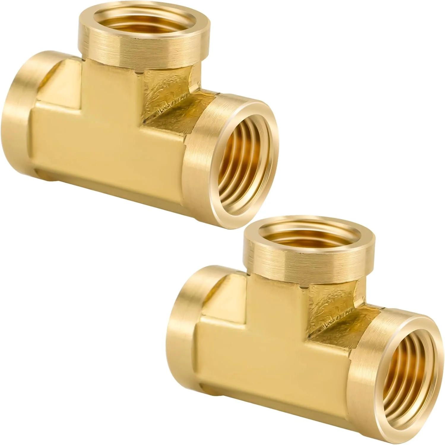 اتصالات لوله برنجی Jingzan، بسته 2 عددی، سه راهی 1/4 NPT، اتصال دهنده T شکل 3 طرفه 1/4 اینچ x 1/4 اینچ x 1/4 اینچ NPT مادگی برای گاز، هوا، روغن، پروپان (بسته 2 عددی 1/4)