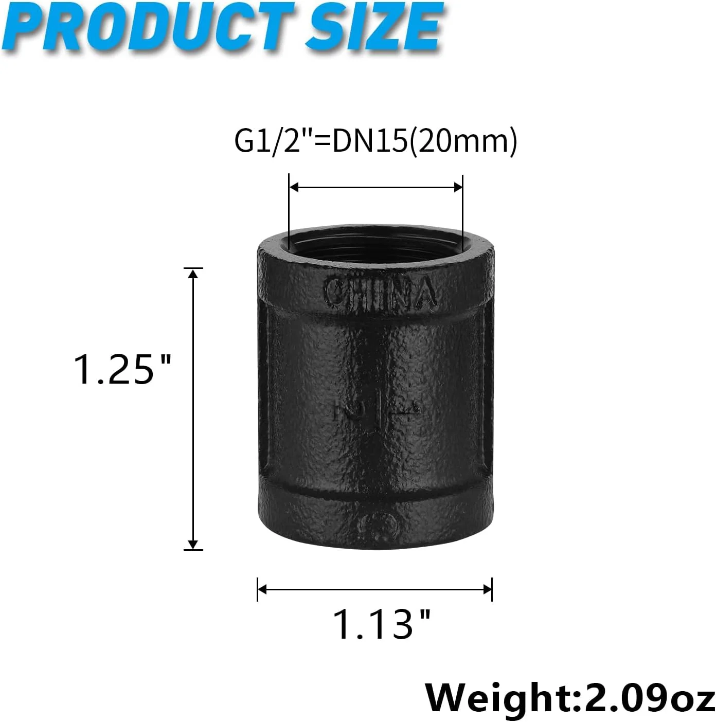 اتصال رنگ شده مشکی TZH 1/2 اینچ، بسته 10 عددی اتصال چدنی رزوه ای مادگی 1/2 اینچ برای قفسه های استیم پانک، دکور لوله کشی DIY، مبلمان (10 عدد، مشکی 1/2 اینچ)