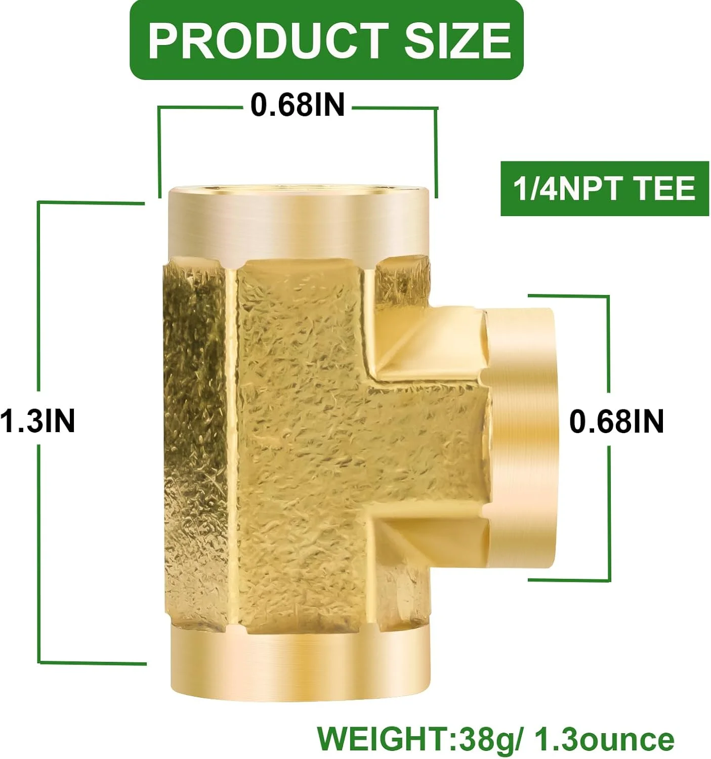 اتصالات لوله برنجی Jingzan، بسته 2 عددی، سه راهی 1/4 NPT، اتصال دهنده T شکل 3 طرفه 1/4 اینچ x 1/4 اینچ x 1/4 اینچ NPT مادگی برای گاز، هوا، روغن، پروپان (بسته 2 عددی 1/4)