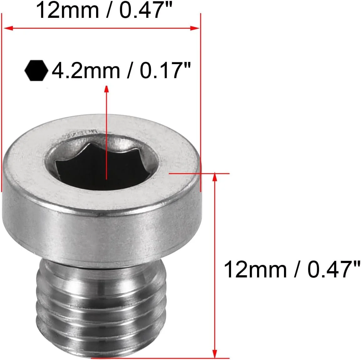 یو-اکسل دوشاخه لوله استیل ضد زنگ M8x1 با سر شش گوش داخلی به همراه حلقه آب بندی برای بستن انتهای لوله، 2 عدد