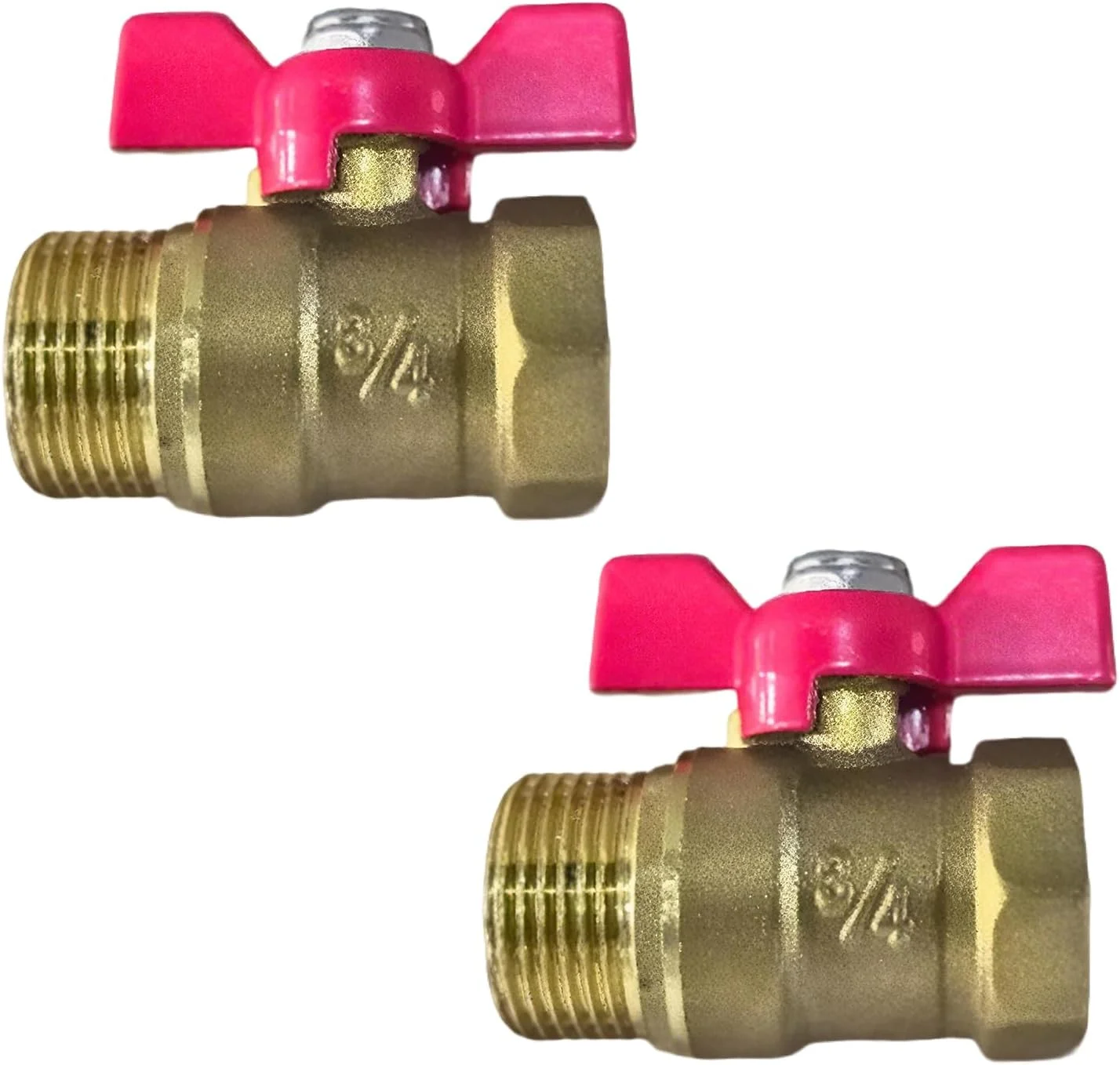 شیر توپی، Liuer بسته 2 عددی شیر توپی برنجی 3/4 اینچ با دسته بال قرمز، رزوه های نر/ماده برای لوله های تامین آب، شیرها و لوله های آب