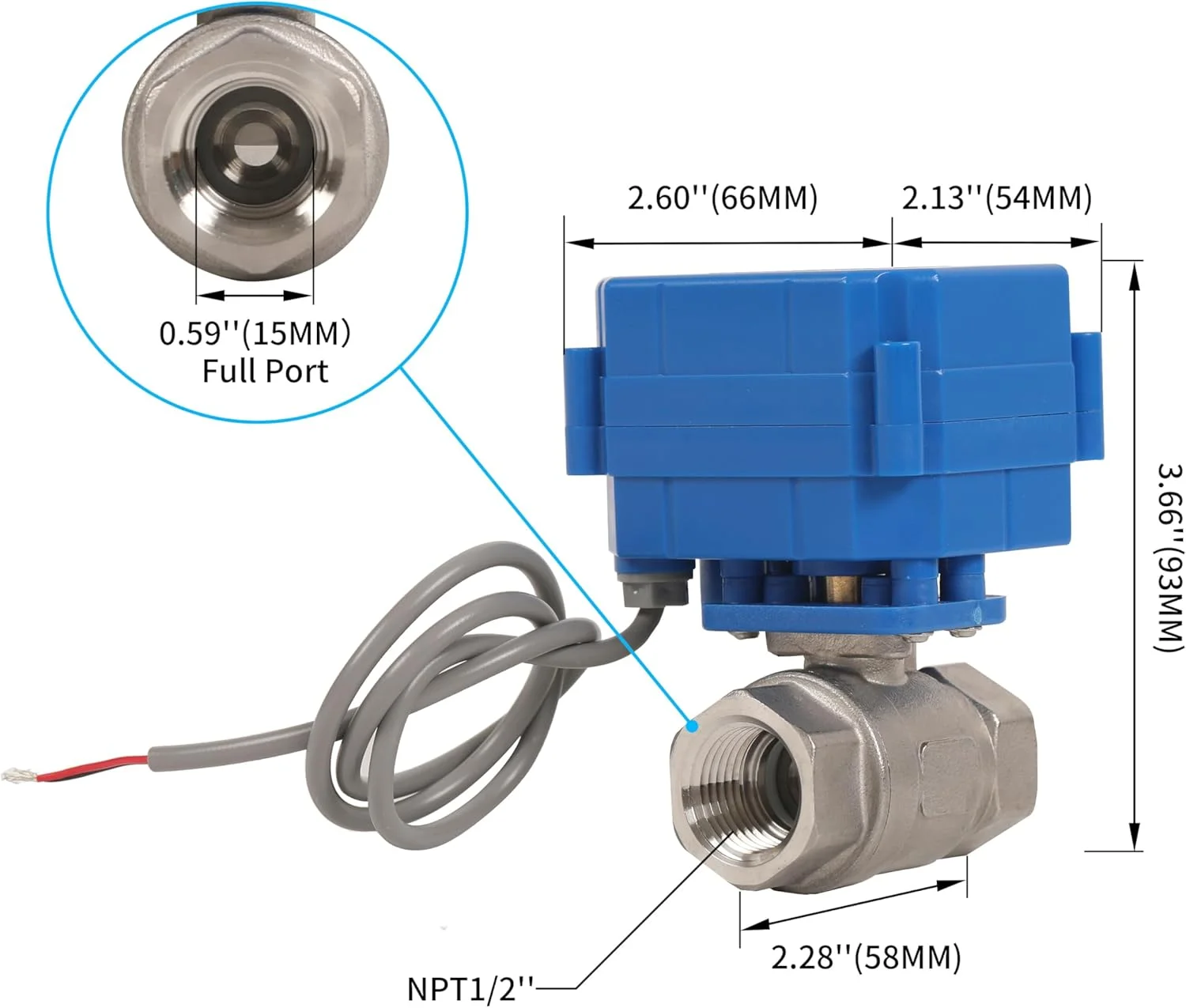 شیر توپی موتوری HFS(R) برقی - 1/2 اینچ NPT با پورت کامل 15 میلیمتری، 3 سیم 2 کنترل، استیل ضد زنگ 304، 9-24 ولت AC/DC برای کنترل سیالات شیر توپی موتوری HFS(R) برقی - 1/2 اینچ NPT با پورت کامل 15 میلیمتری، 3 سیم 2 کنترل، استیل ضد زنگ 304، 9-24 ولت AC/DC برای کنترل سیالات