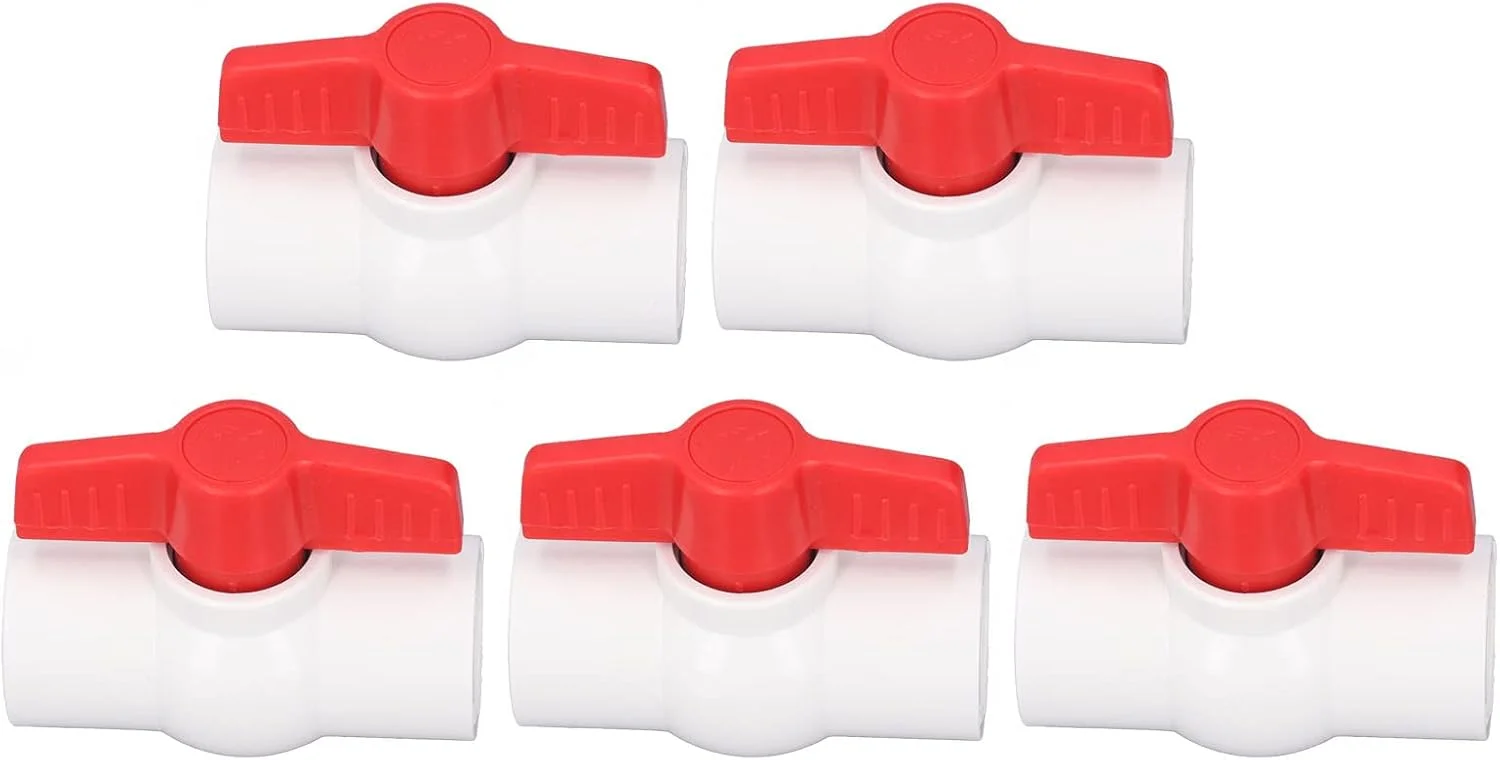 شیر توپی منبع آب 5 عددی اتصالات سریع لوله شلنگ پلاستیکی پی وی سی برای کنترل جریان آبپاش های منظره، استخرهای شنا، پارک های آبی، آکواریوم ها، مقاوم در برابر خوردگی و بادوام