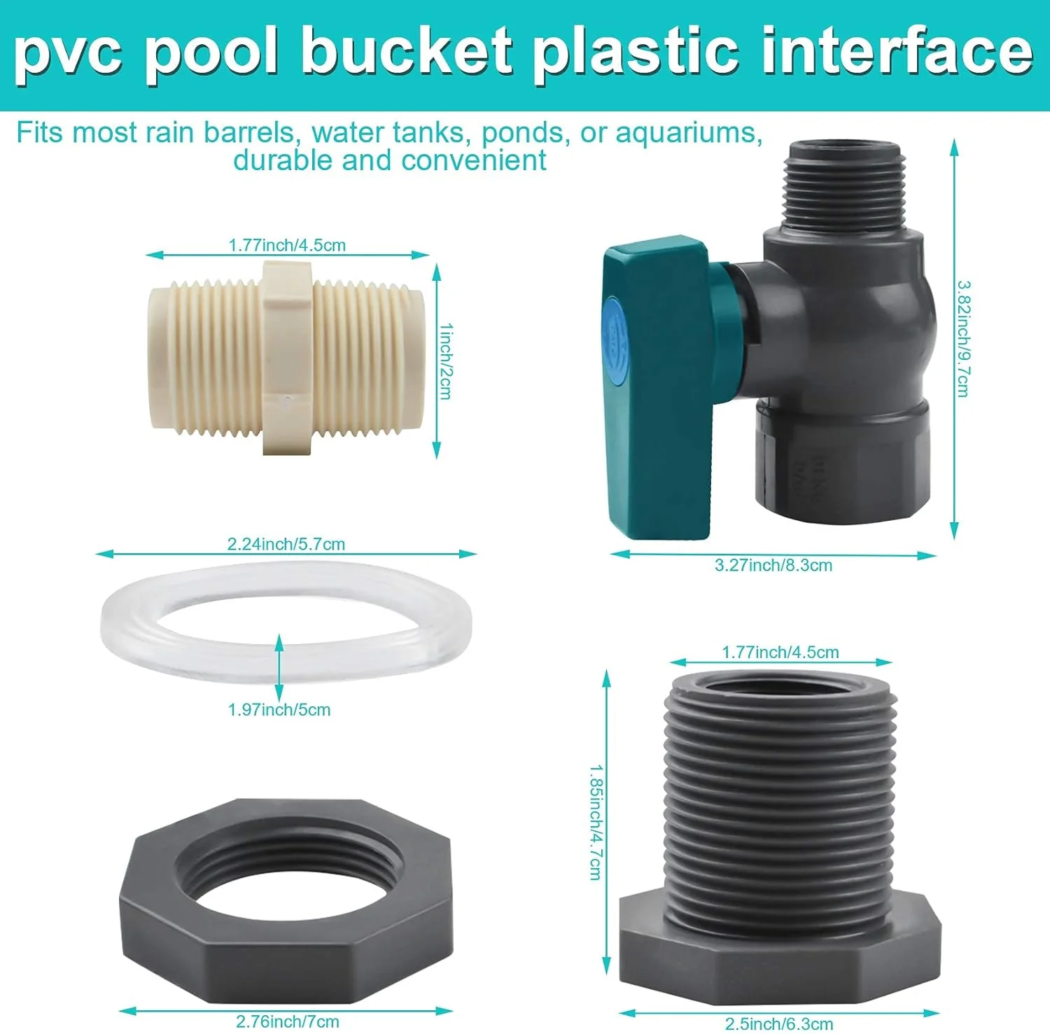 کیت انشعاب بشکه باران FDTY، کیت شیر بشکه باران PVC، شیر 3/4 اینچی بشکه باران با اتصالات فلهای و آداپتور شلنگ برای آکواریومها، مخازن آب، استخرها، وانها، بشکههای باغ کیت انشعاب بشکه باران FDTY، کیت شیر بشکه باران PVC، شیر 3/4 اینچی بشکه باران با اتصالات فلهای و آداپتور شلنگ برای آکواریومها، مخازن آب، استخرها، وانها، بشکههای باغ