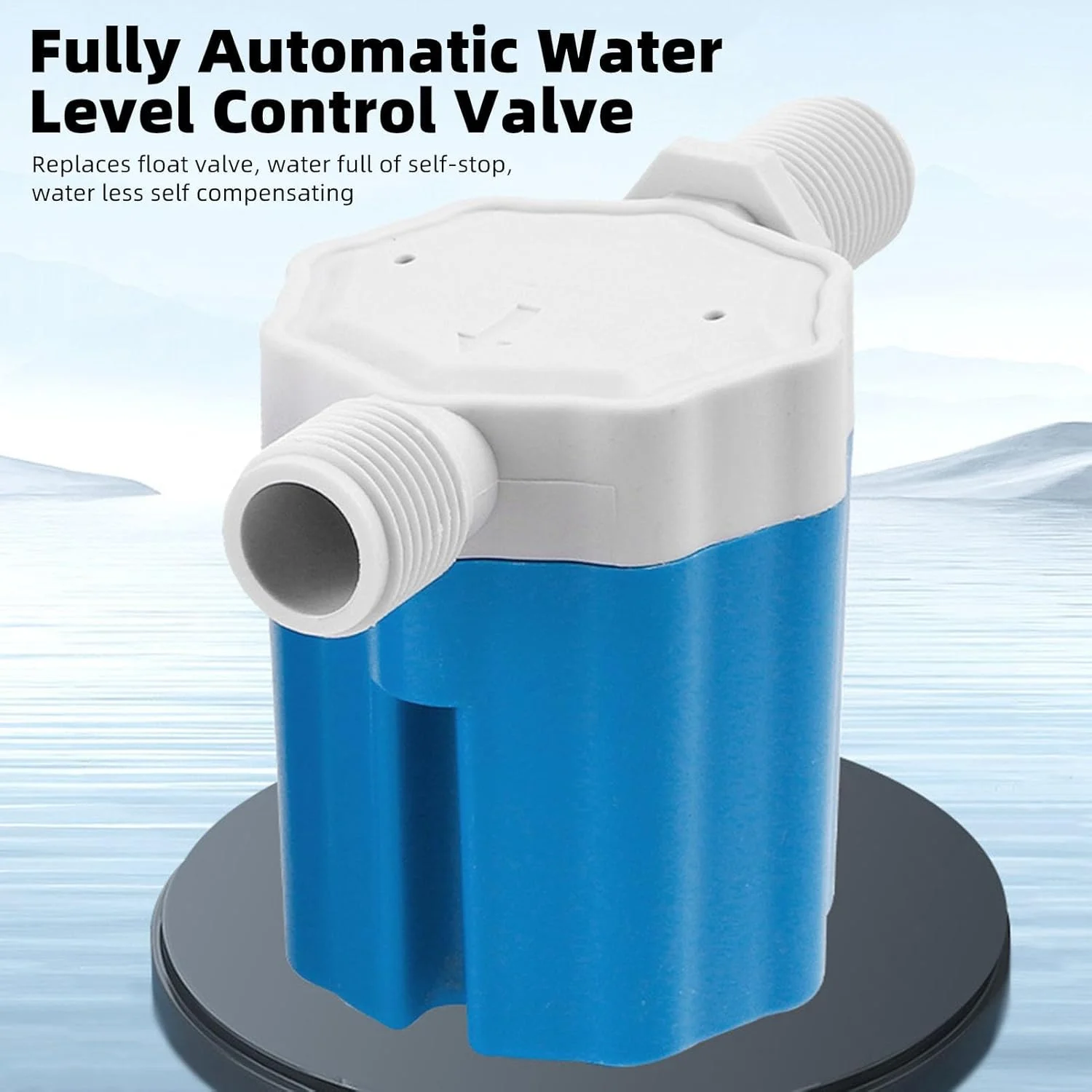 شیر کنترل اتوماتیک سطح آب Fockety، شیر شناور آب با رزوه 1 اینچی نایلونی با کنترل کاملاً اتوماتیک سطح آب، برای مخازن آب، استخرهای شنا، سیستم های خورشیدی (ورودی جانبی)