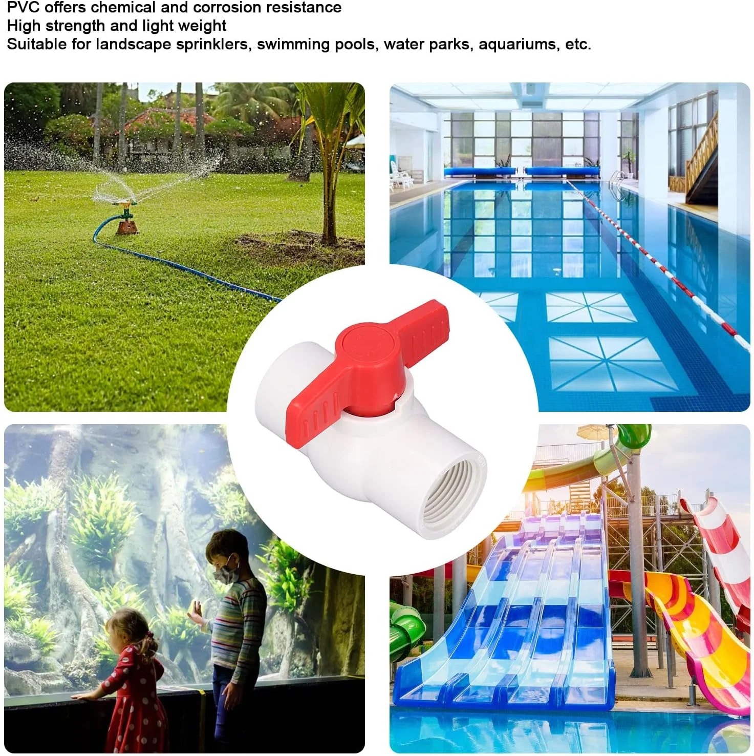 شیر توپی منبع آب 5 عددی اتصالات سریع لوله شلنگ پلاستیکی پی وی سی برای کنترل جریان آبپاش های منظره، استخرهای شنا، پارک های آبی، آکواریوم ها، مقاوم در برابر خوردگی و بادوام شیر توپی منبع آب 5 عددی اتصالات سریع لوله شلنگ پلاستیکی پی وی سی برای کنترل جریان آبپاش های منظره، استخرهای شنا، پارک های آبی، آکواریوم ها، مقاوم در برابر خوردگی و بادوام