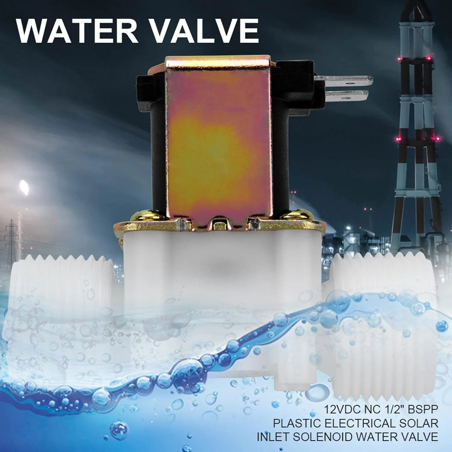 شیر برقی پلاستیکی با رزوه G3/4 اینچ Ejoyous، شیر الکترومغناطیسی DC 12V DN20، سوئیچ ورودی آب نرمال بسته