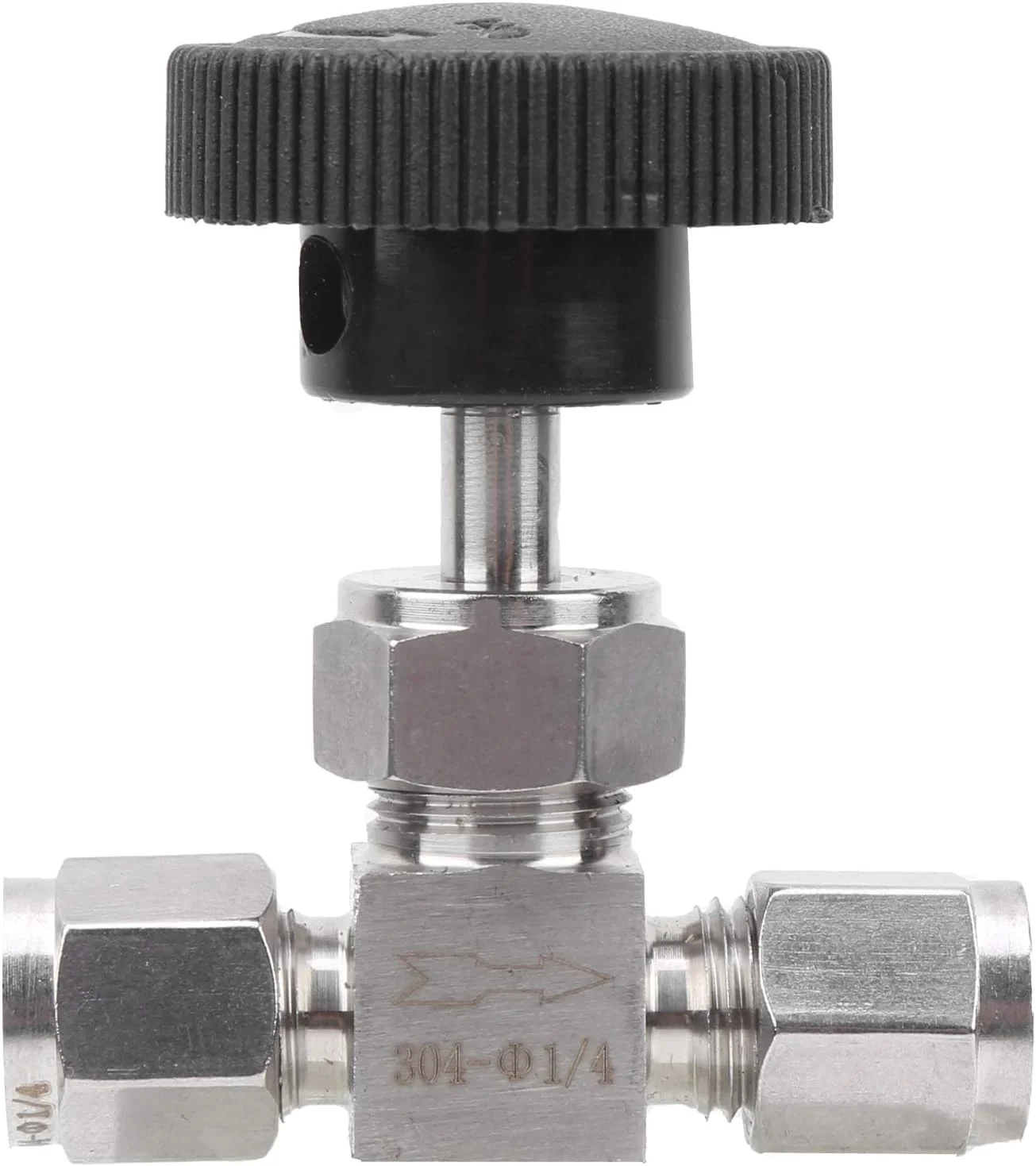 شیر استنلس استیل 304 Eujgoov، اتصالات فشاری دو فرولی برای آب، گاز و مایعات (Ф1/4)