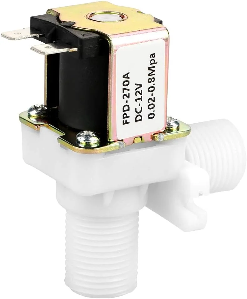 شیر برقی پلاستیکی DC 12V DN15 G1/2، سوئیچ ورودی آب نرمال بسته برای سیستم آبیاری و تامین آب