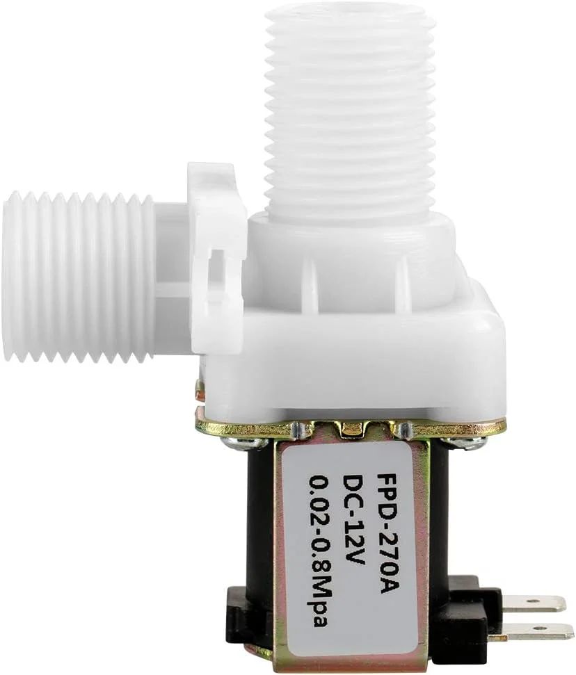 شیر برقی پلاستیکی DC 12V DN15 G1/2، سوئیچ ورودی آب نرمال بسته برای سیستم آبیاری و تامین آب