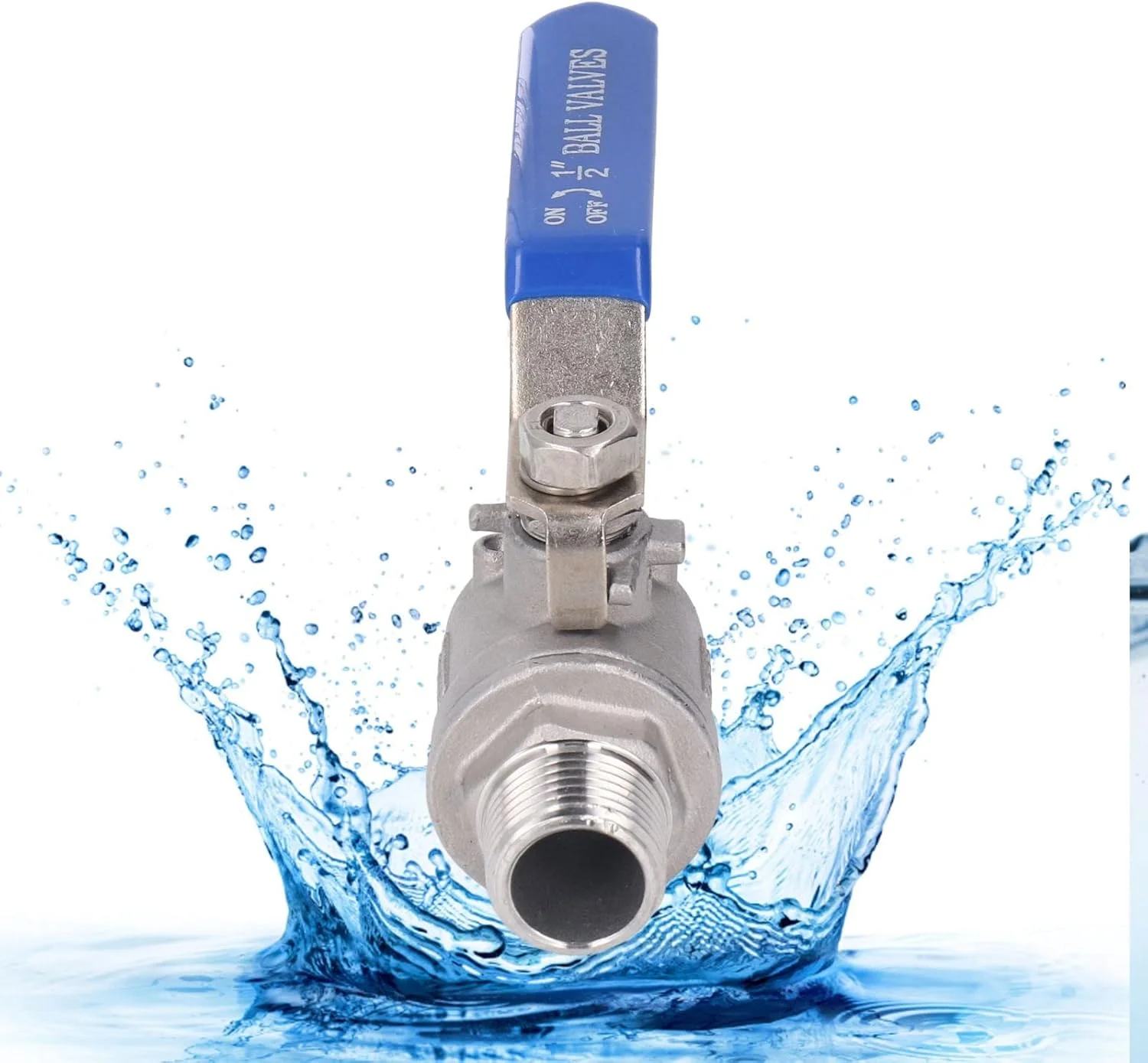 شیر توپی نر 1/2 اینچ dn15 1000 wog استیل ضد زنگ 304 برای آب، روغن، مناسب برای پمپ آب باغ، مخزن آب باران، شیر آب، لوله، تجهیزات مکانیکی و تجهیزات صنعتی