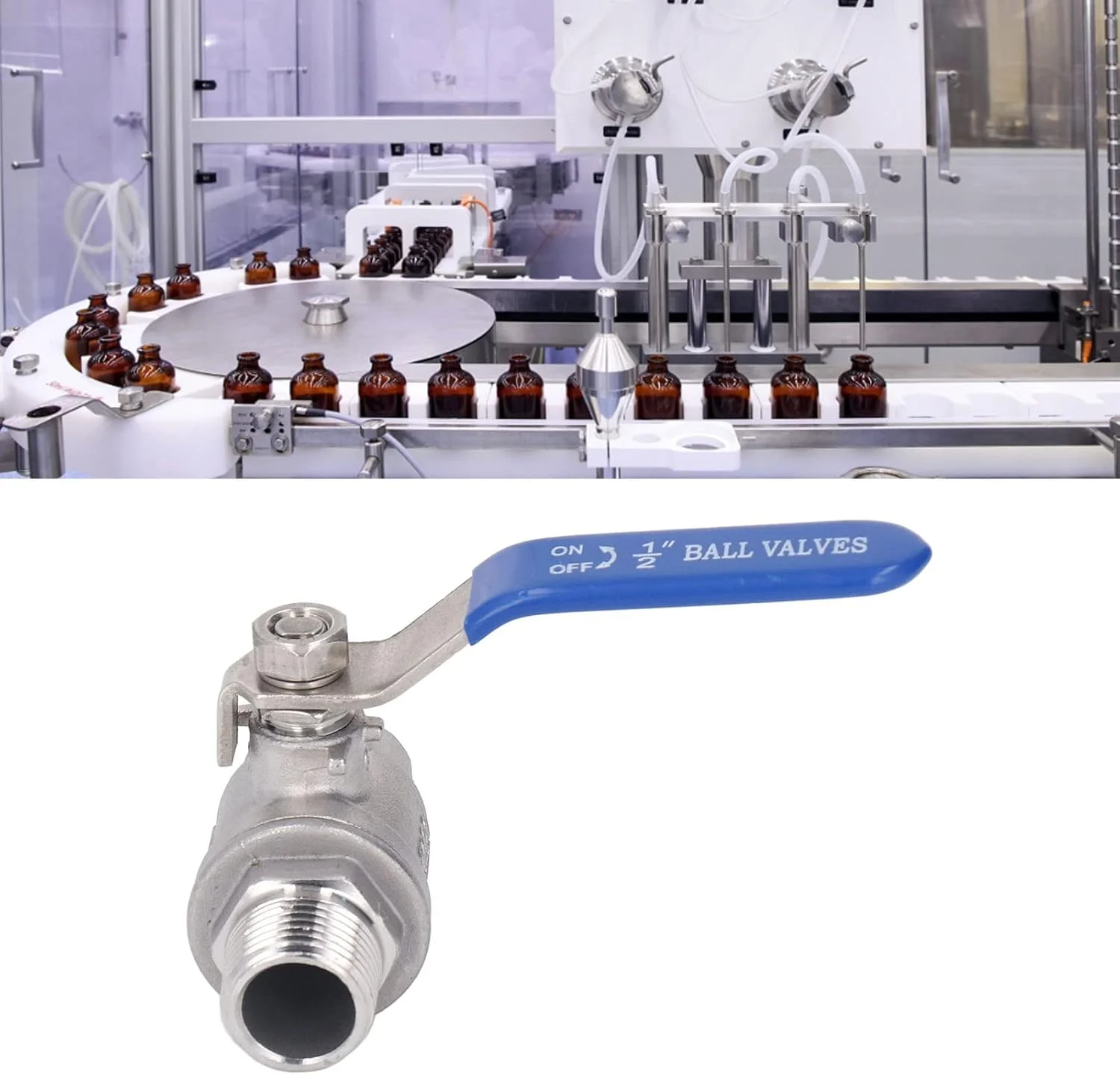 شیر توپی تمام قطری 1/2 اینچ رزوه داخلی * رزوه خارجی، شیر اسکین داخلی و خارجی استیل ضد زنگ 1/2 اینچ 304، شیر اسکین داخلی و خارجی، قطر خارجی: 24 میلی متر