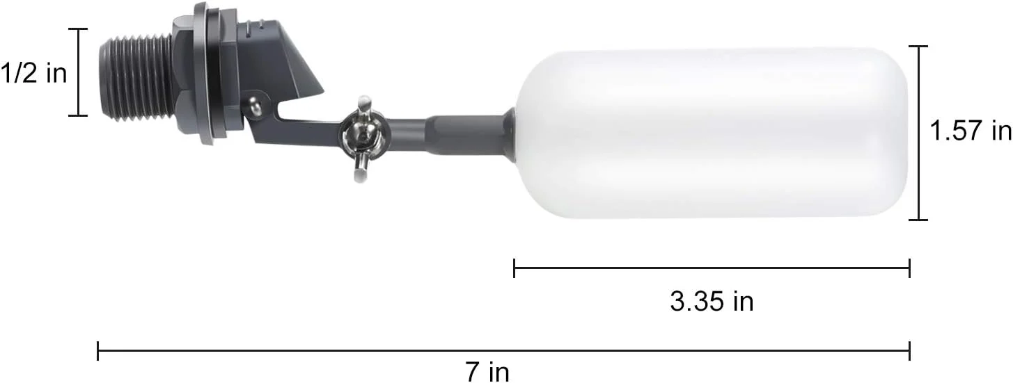 شیر شناور توپی، لوله تغذیه 1/2 اینچ نر، پرکننده خودکار مخزن آب رطوبت ساز با بازوی قابل تنظیم برای حوضچه ها، آبشخور دام، آکواریوم ها، آبزی پروری، هیدروپونیک و مخزن (2 عدد)