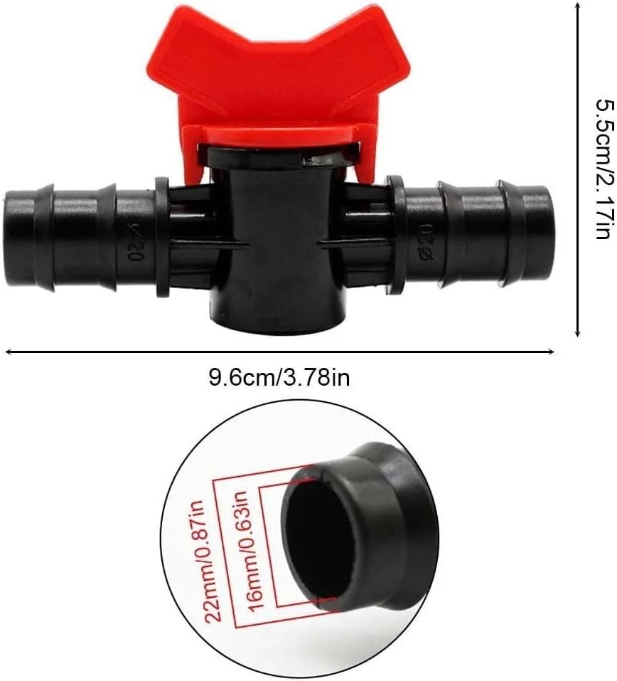 شیر کنترل جریان آب آکواریوم، 1 عدد تنظیم کننده جریان پلاستیکی، شیر قطع کننده آبیاری برای شلنگ 12 میلی متر/16 میلی متر/12 میلی متر به 16 میلی متر