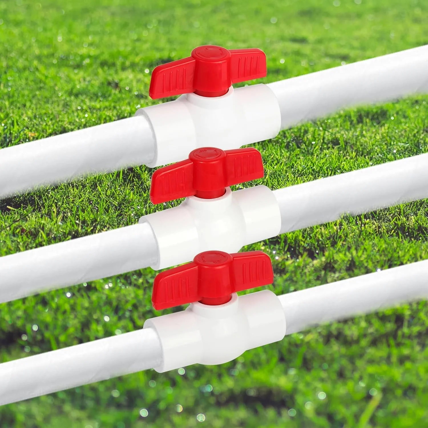 شیرهای قطع و وصل پی وی سی آزونی سایز 3/4 اینچ، بسته 5 عددی شیرهای کنترل جریان آب سوکت لغزشی، اتصالات لوله بادوام برای کاربردهای لوله کشی، دارای رتبه 150 PSI