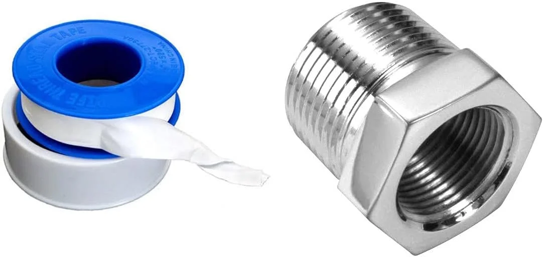 بوشن تبدیلی روپیچ عباسعلی سایز 3/4 به 1/2 مناسب اتصال لوله ماشین لباسشویی به شیر زاویه ای به همراه نوار تفلون بوشن تبدیلی روپیچ عباسعلی سایز 3/4 به 1/2 مناسب اتصال لوله ماشین لباسشویی به شیر زاویه ای به همراه نوار تفلون