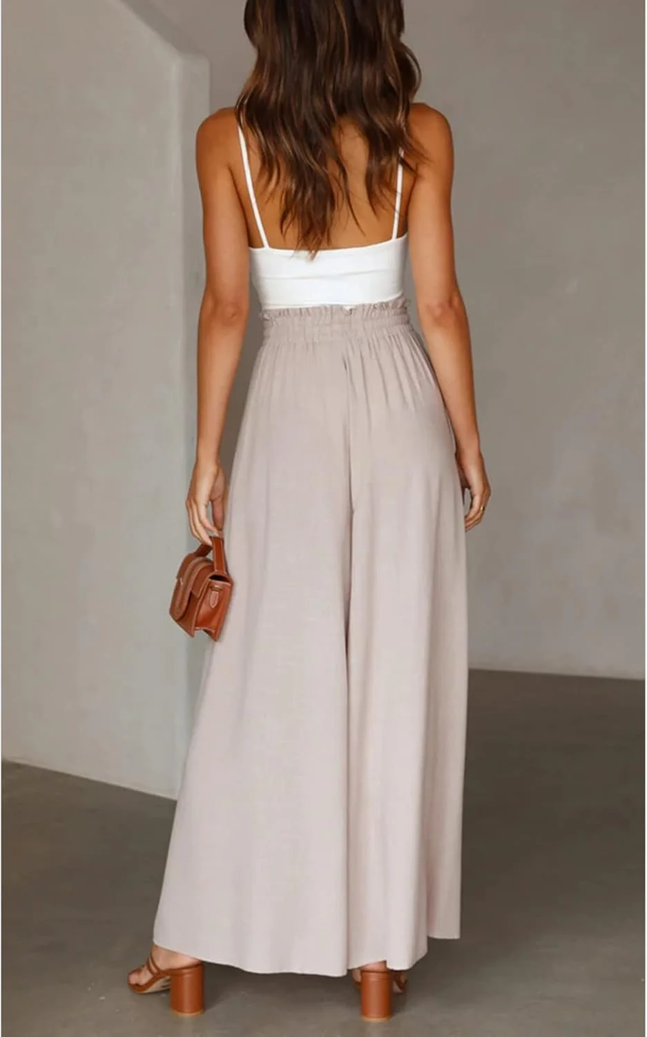 FOKFO شلوار زنانه پاچه گشاد، مدل کژوال، کمر بلند، دارای کش، شلوارک دامندار، شلوار راحتی بلند، رنگ ثابت FOKFO شلوار زنانه پاچه گشاد، مدل کژوال، کمر بلند، دارای کش، شلوارک دامندار، شلوار راحتی بلند، رنگ ثابت