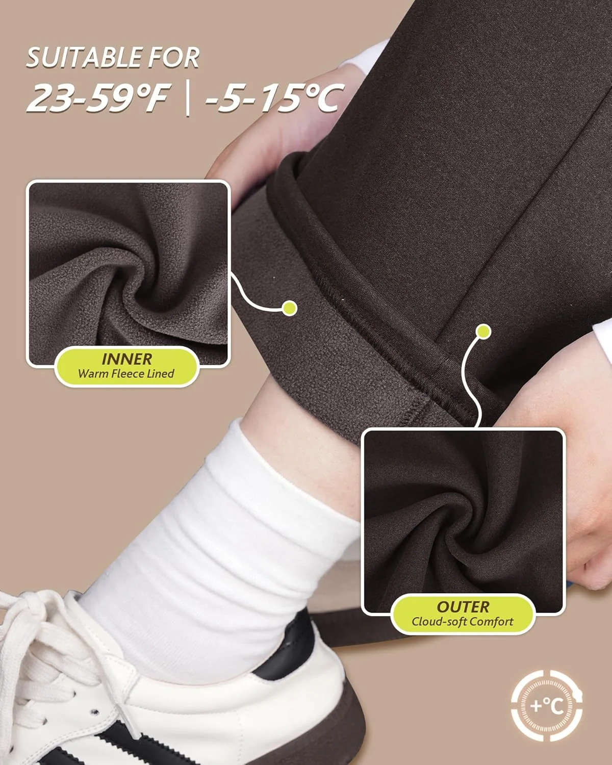 CAMPSNAIL شلوار گرمکن زنانه پاچه گشاد، داخل پلار، مدل آزاد و راسته مناسب پاییز و زمستان، گرم و راحت با جیب، قهوه ای، M CAMPSNAIL شلوار گرمکن زنانه پاچه گشاد، داخل پلار، مدل آزاد و راسته مناسب پاییز و زمستان، گرم و راحت با جیب، قهوه ای، M