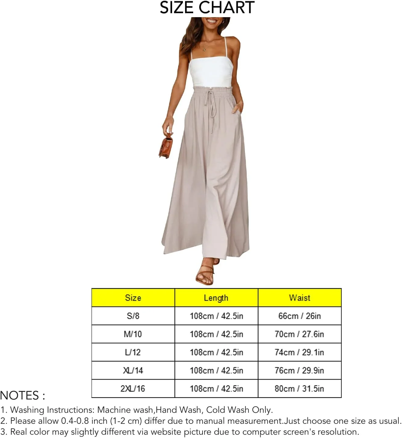 FOKFO شلوار زنانه پاچه گشاد، مدل کژوال، کمر بلند، دارای کش، شلوارک دامندار، شلوار راحتی بلند، رنگ ثابت FOKFO شلوار زنانه پاچه گشاد، مدل کژوال، کمر بلند، دارای کش، شلوارک دامندار، شلوار راحتی بلند، رنگ ثابت