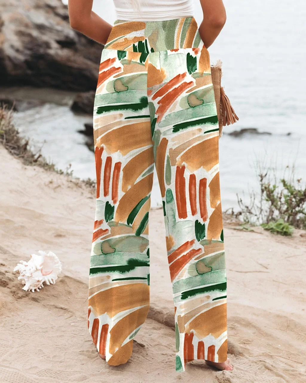 شلوار زنانه مدل پالازو کمر بلند، پاچه گشاد، مناسب استراحت، شیک و دارای جیب، طرح گل قهوه ای-سبز، سایز XL شلوار زنانه مدل پالازو کمر بلند، پاچه گشاد، مناسب استراحت، شیک و دارای جیب، طرح گل قهوه ای-سبز، سایز XL