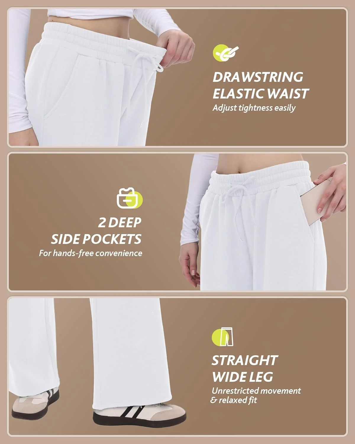 شلوار گرمکن زنانه CAMPSNAIL، پاچه گشاد، داخل پلار، مدل آزاد، راسته، مناسب پاییز و زمستان، گرم و راحت، دارای جیب، سفید، M شلوار گرمکن زنانه CAMPSNAIL، پاچه گشاد، داخل پلار، مدل آزاد، راسته، مناسب پاییز و زمستان، گرم و راحت، دارای جیب، سفید، M