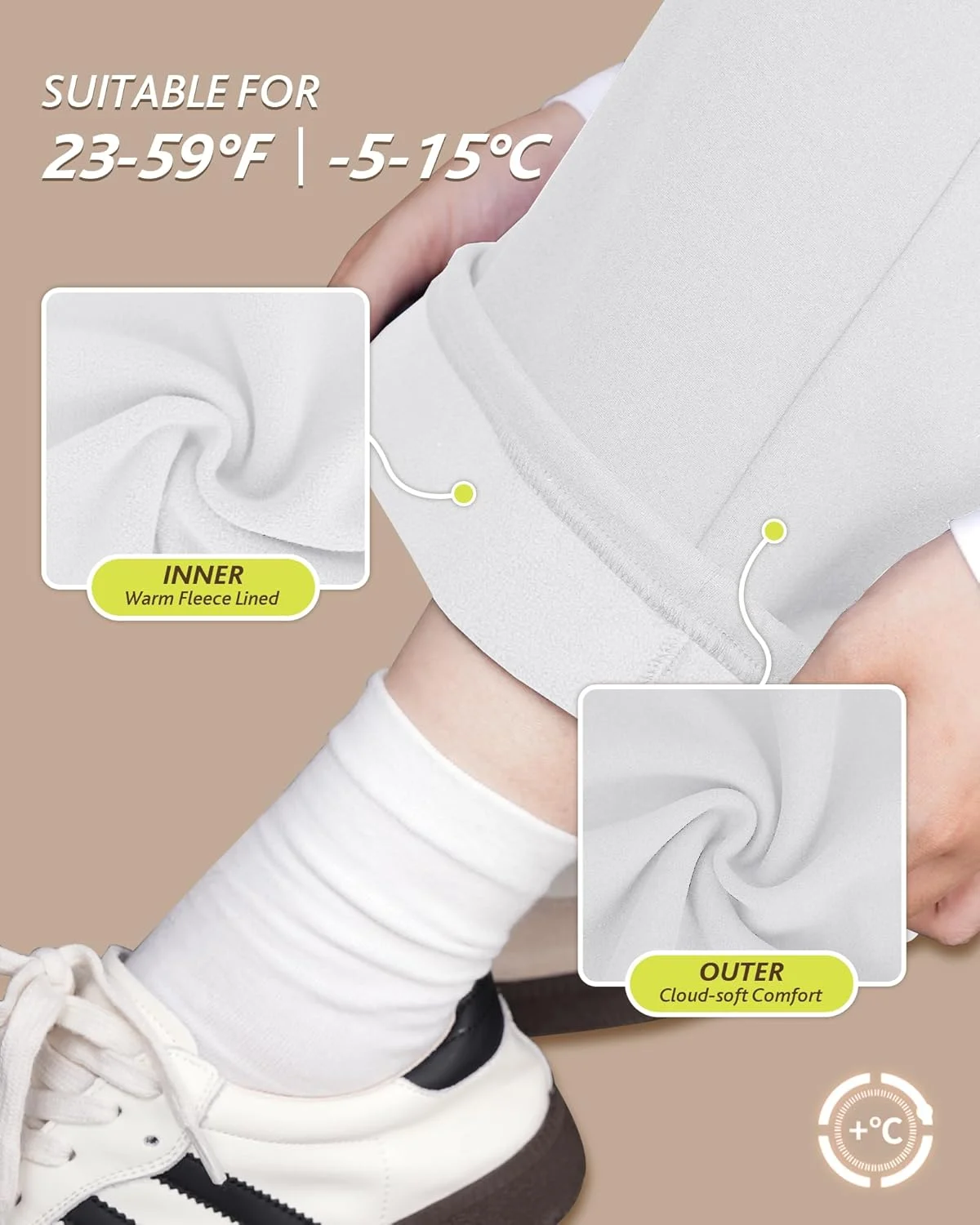 CAMPSNAIL شلوار گرمکن زنانه پاچه گشاد، داخل پلار، مدل آزاد و راسته مناسب پاییز و زمستان، گرم و راحت، دارای جیب، سفید، M CAMPSNAIL شلوار گرمکن زنانه پاچه گشاد، داخل پلار، مدل آزاد و راسته مناسب پاییز و زمستان، گرم و راحت، دارای جیب، سفید، M