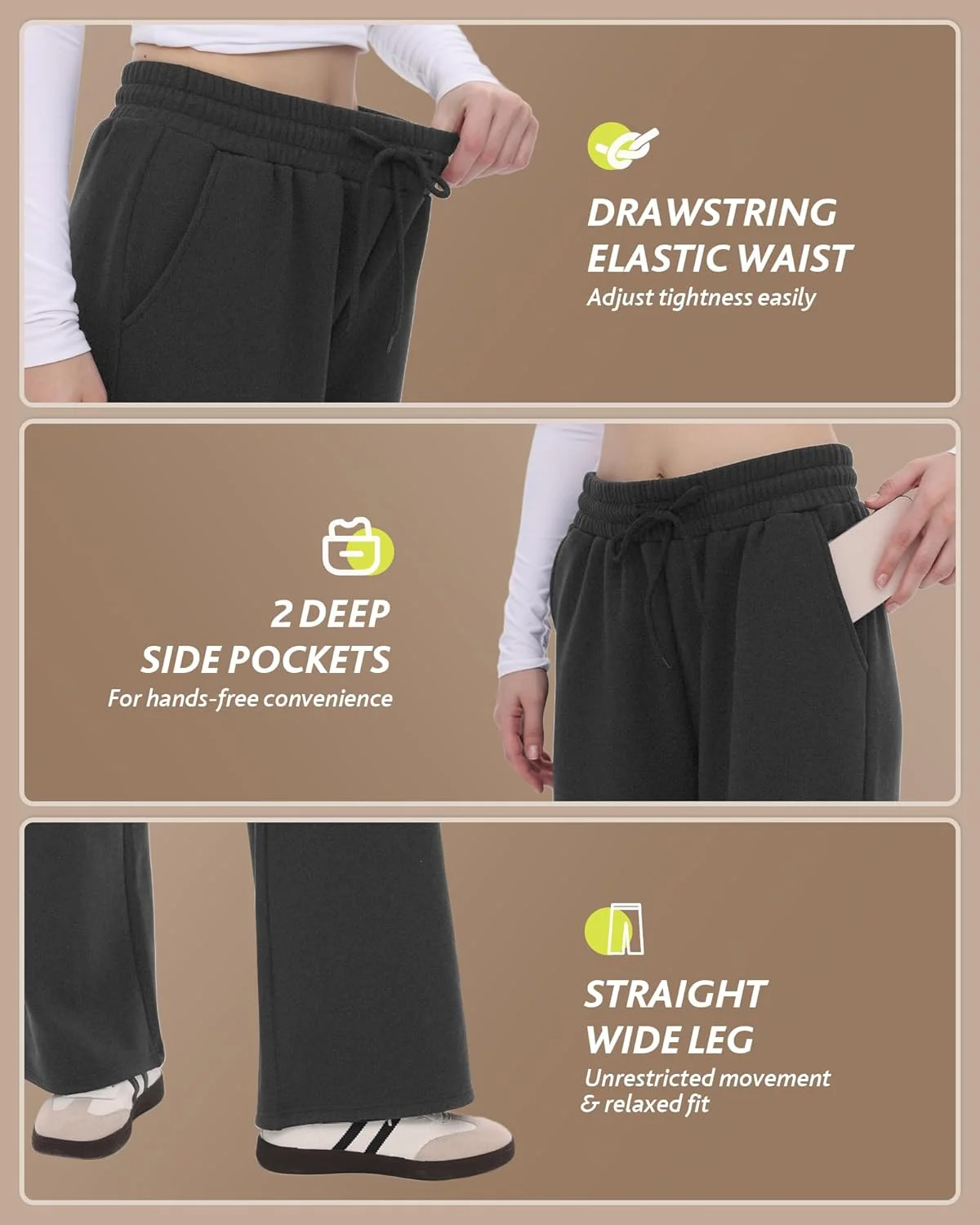 شلوار گرمکن زنانه CAMPSNAIL، پاچه گشاد، داخل پشم، مدل آزاد، راسته، مناسب پاییز و زمستان، گرم، مناسب استراحت، دارای جیب، خاکستری تیره، M شلوار گرمکن زنانه CAMPSNAIL، پاچه گشاد، داخل پشم، مدل آزاد، راسته، مناسب پاییز و زمستان، گرم، مناسب استراحت، دارای جیب، خاکستری تیره، M