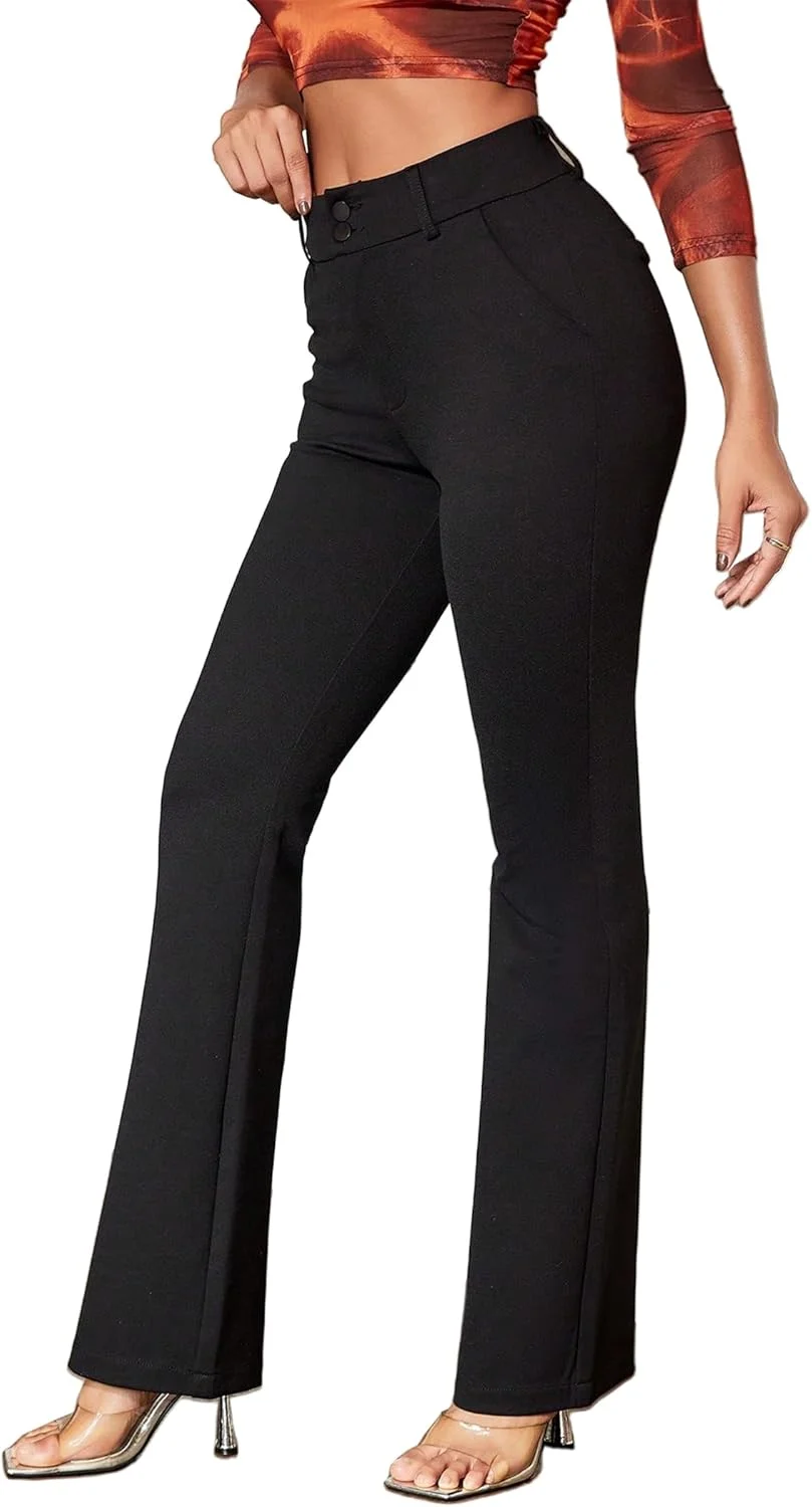 شلوار زنانه راسته گشاد کشی Benfoly، بدون چروک، کمر قابل تنظیم، مناسب کار، اداره، شلوار معمولی، دارای جیب شلوار زنانه راسته گشاد کشی Benfoly، بدون چروک، کمر قابل تنظیم، مناسب کار، اداره، شلوار معمولی، دارای جیب