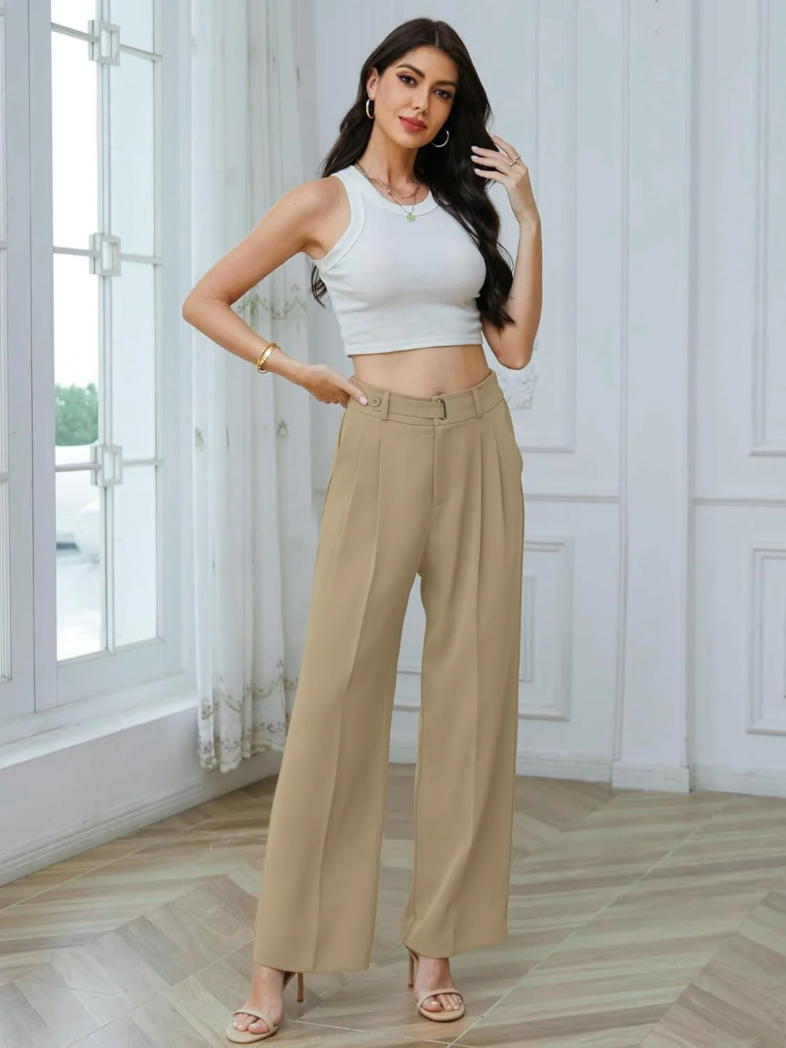 شلوار زنانه دمپا گشاد بتوسلاین، شلوار اداری رسمی و شیک، سایز ایکس اسمال تا 3 ایکس لارج، رنگ خاکی، قد بلند شلوار زنانه دمپا گشاد بتوسلاین، شلوار اداری رسمی و شیک، سایز ایکس اسمال تا 3 ایکس لارج، رنگ خاکی، قد بلند