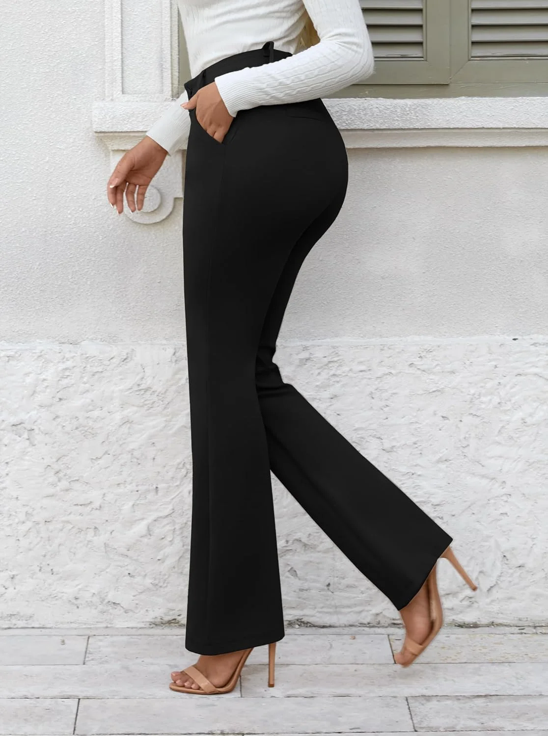 شلوار زنانه راسته گشاد کشی Benfoly، بدون چروک، کمر قابل تنظیم، مناسب کار، اداره، شلوار معمولی، دارای جیب شلوار زنانه راسته گشاد کشی Benfoly، بدون چروک، کمر قابل تنظیم، مناسب کار، اداره، شلوار معمولی، دارای جیب