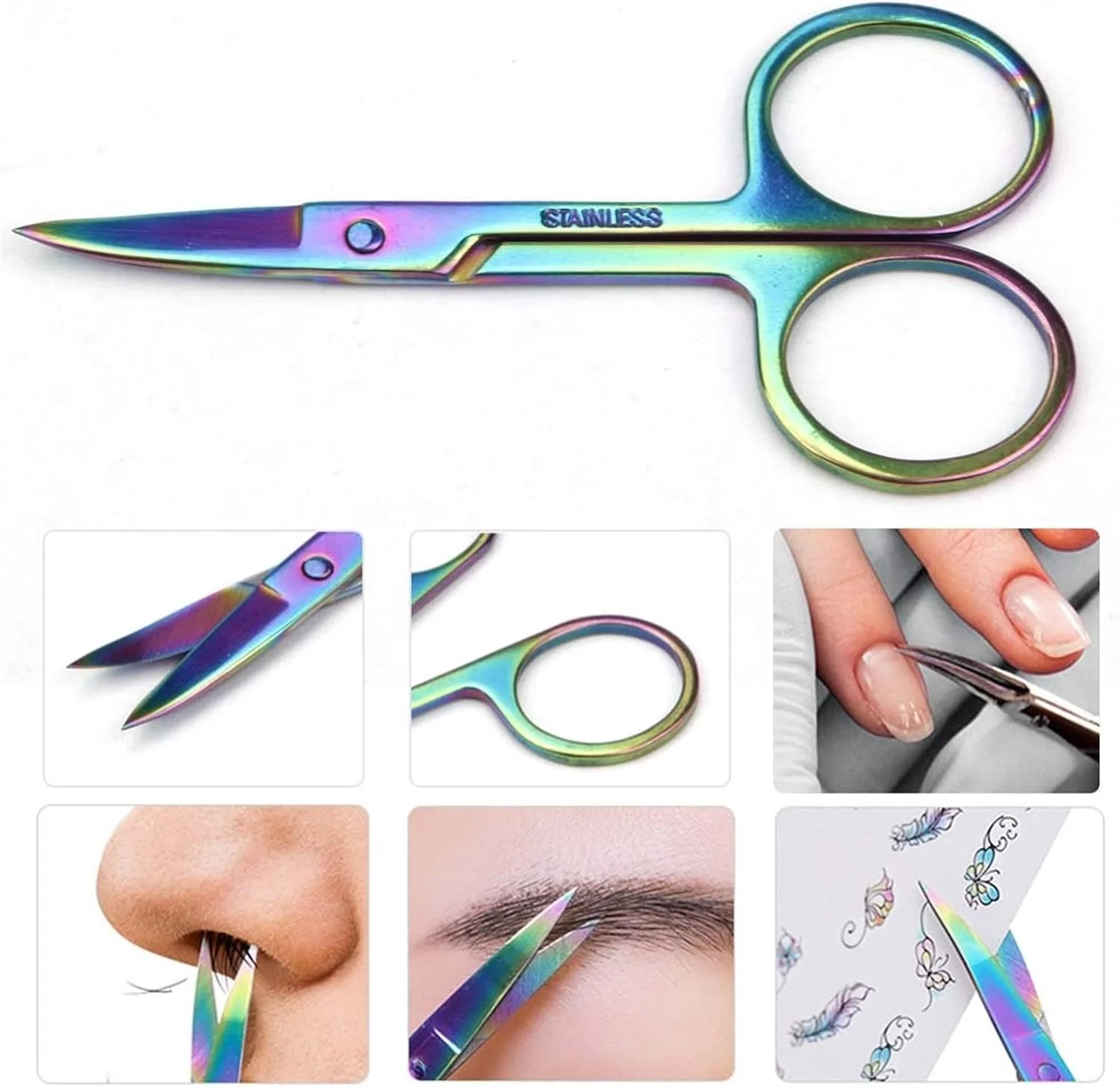 قیچی مانیکور سر منحنی ابرو و کوتیکول ناخن zhengpingpai، قیچی پوست مرده، ابزار ناخن حرفه ای استیل ضد زنگ (رنگ: آبی)