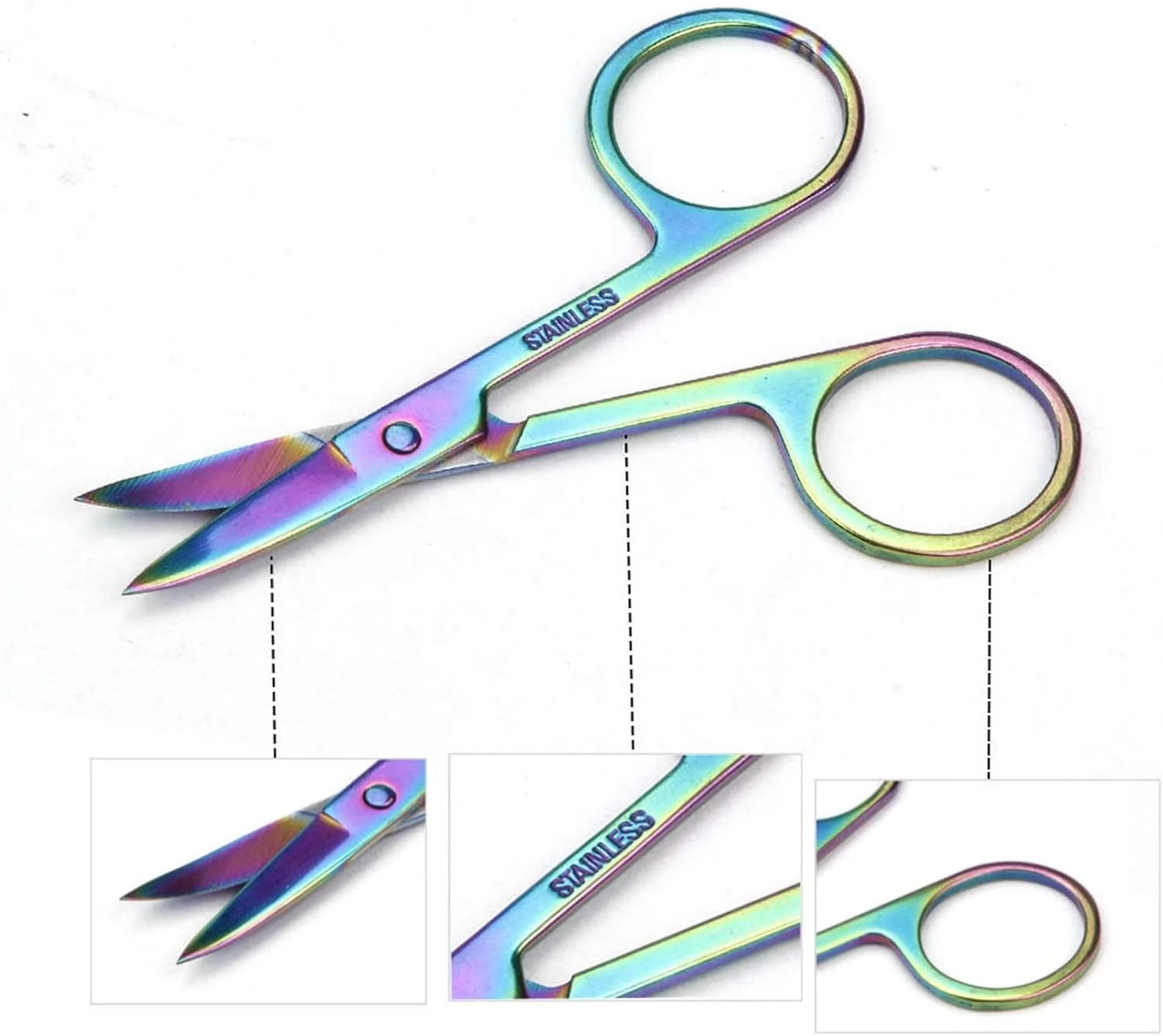 قیچی مانیکور سر منحنی ابرو و کوتیکول ناخن zhengpingpai، قیچی پوست مرده، ابزار ناخن حرفه ای استیل ضد زنگ (رنگ: آبی)