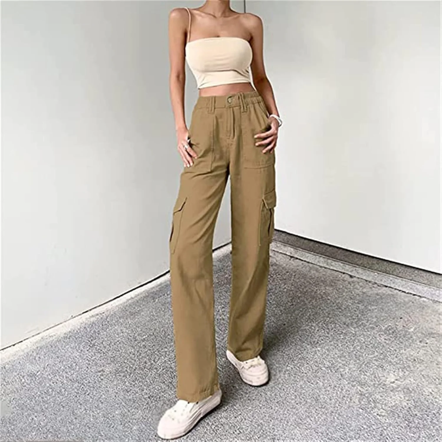 شلوار کارگو زنانه BEMEIR، شلوار کارگو بگ زنانه فاق کوتاه، شلوار پارچه ای کارگو، شلوار جین جاگر راسته Y2K (رنگ: قهوه ای، سایز: بزرگ) شلوار کارگو زنانه BEMEIR، شلوار کارگو بگ زنانه فاق کوتاه، شلوار پارچه ای کارگو، شلوار جین جاگر راسته Y2K (رنگ: قهوه ای، سایز: بزرگ)