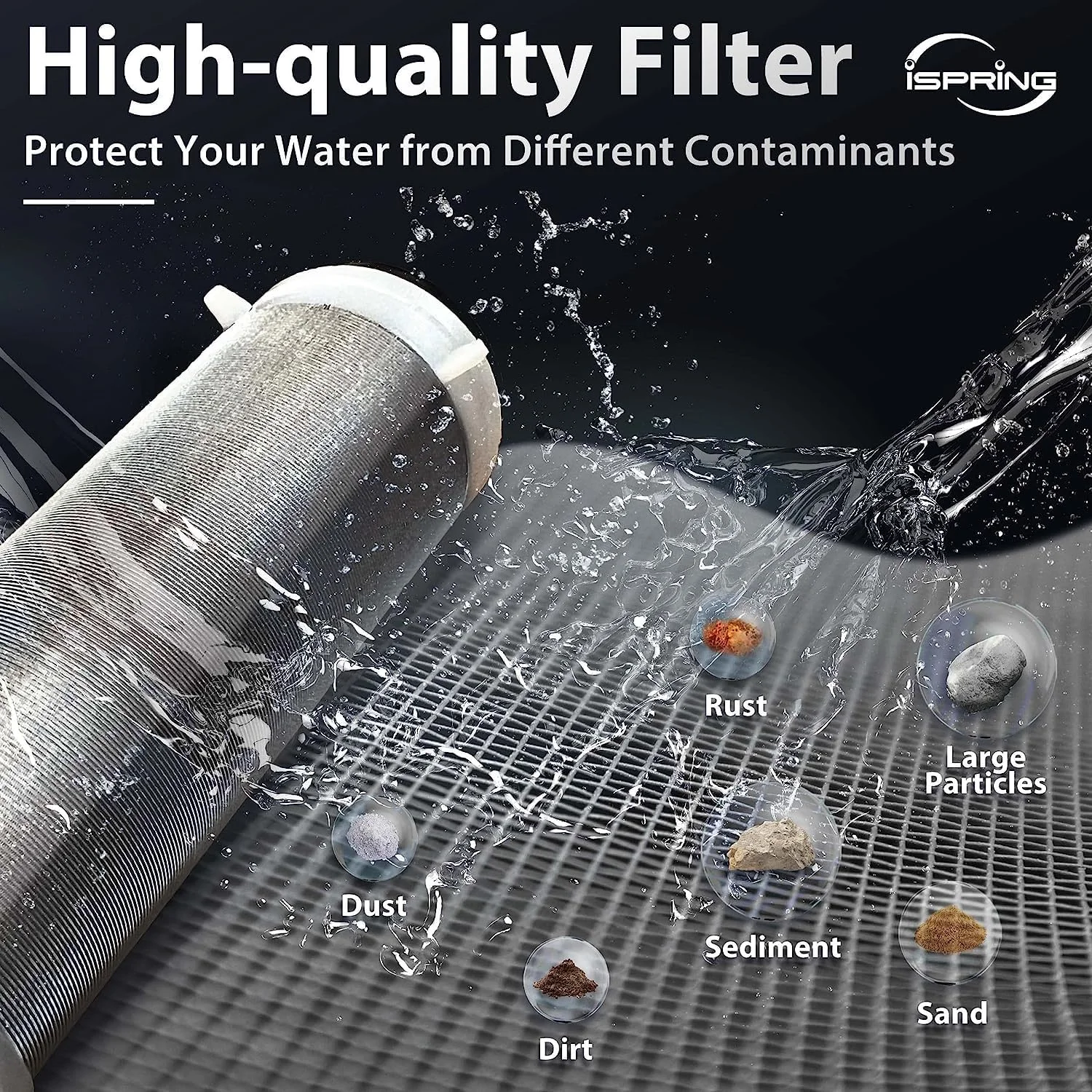 فیلتر رسوب گیر قابل استفاده مجدد کل خانه iSpring WSP-100، فیلتراسیون پیش فیلتر یکبار مصرف 100 میکرون، G 1"- 3/4"، برنجی