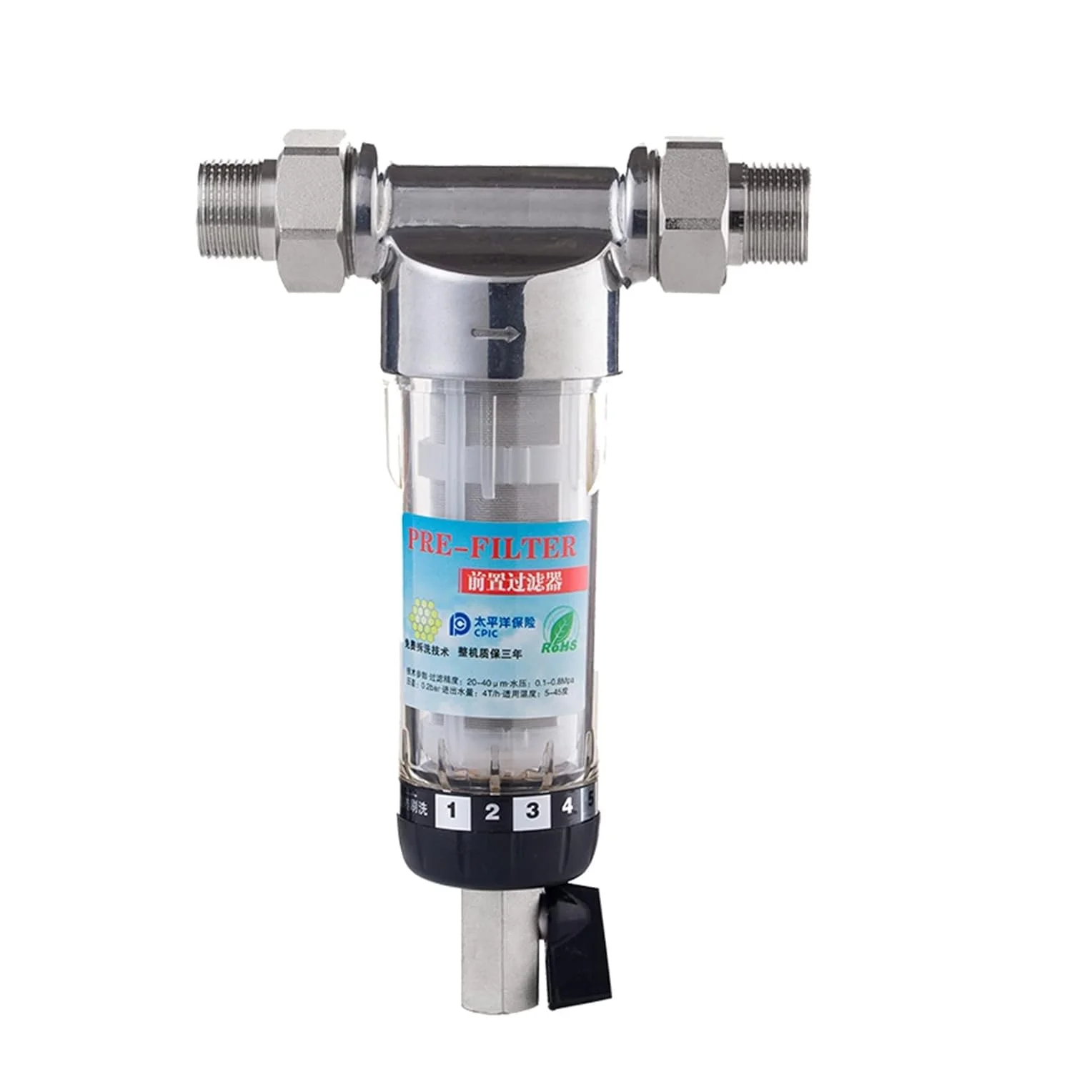 سیستم فیلتر آب JDOSHIS با سر استیل ضد زنگ، پیش فیلتر کل خانه، فیلتر آب رسوبی چرخشی، سیستم تصفیه پیش فیلتراسیون مرکزی، چند منظوره (1 اینچ - 0.75 اینچ) سیستم فیلتر آب JDOSHIS با سر استیل ضد زنگ، پیش فیلتر کل خانه، فیلتر آب رسوبی چرخشی، سیستم تصفیه پیش فیلتراسیون مرکزی، چند منظوره (1 اینچ - 0.75 اینچ)