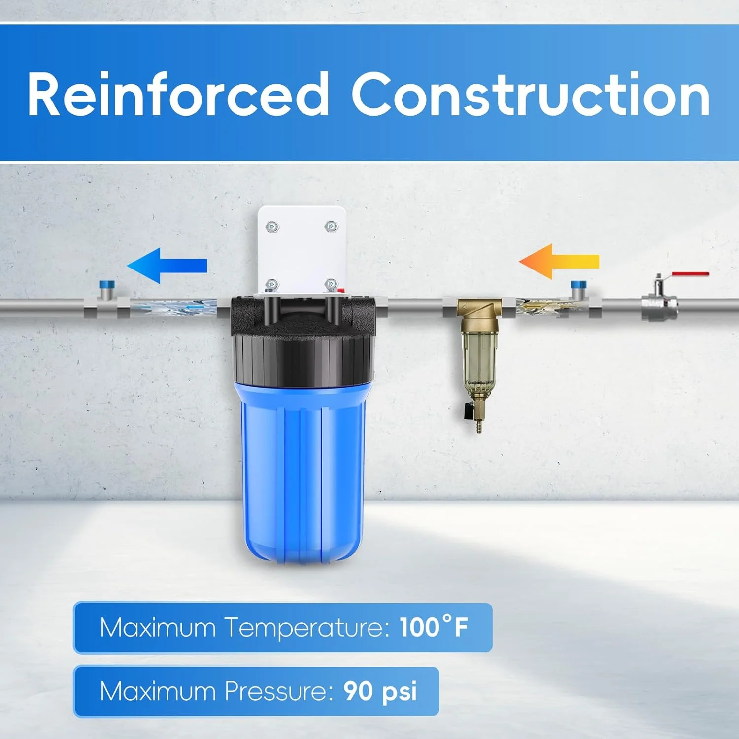 محفظه فیلتر آب کل خانه iSpring HB18B، محفظه جهانی 10" x 4.5" برای فیلتراسیون آب کل خانه با پورت های 1" NPT سیستم پیش فیلتراسیون محفظه فیلتر آب کل خانه iSpring HB18B، محفظه جهانی 10" x 4.5" برای فیلتراسیون آب کل خانه با پورت های 1" NPT سیستم پیش فیلتراسیون