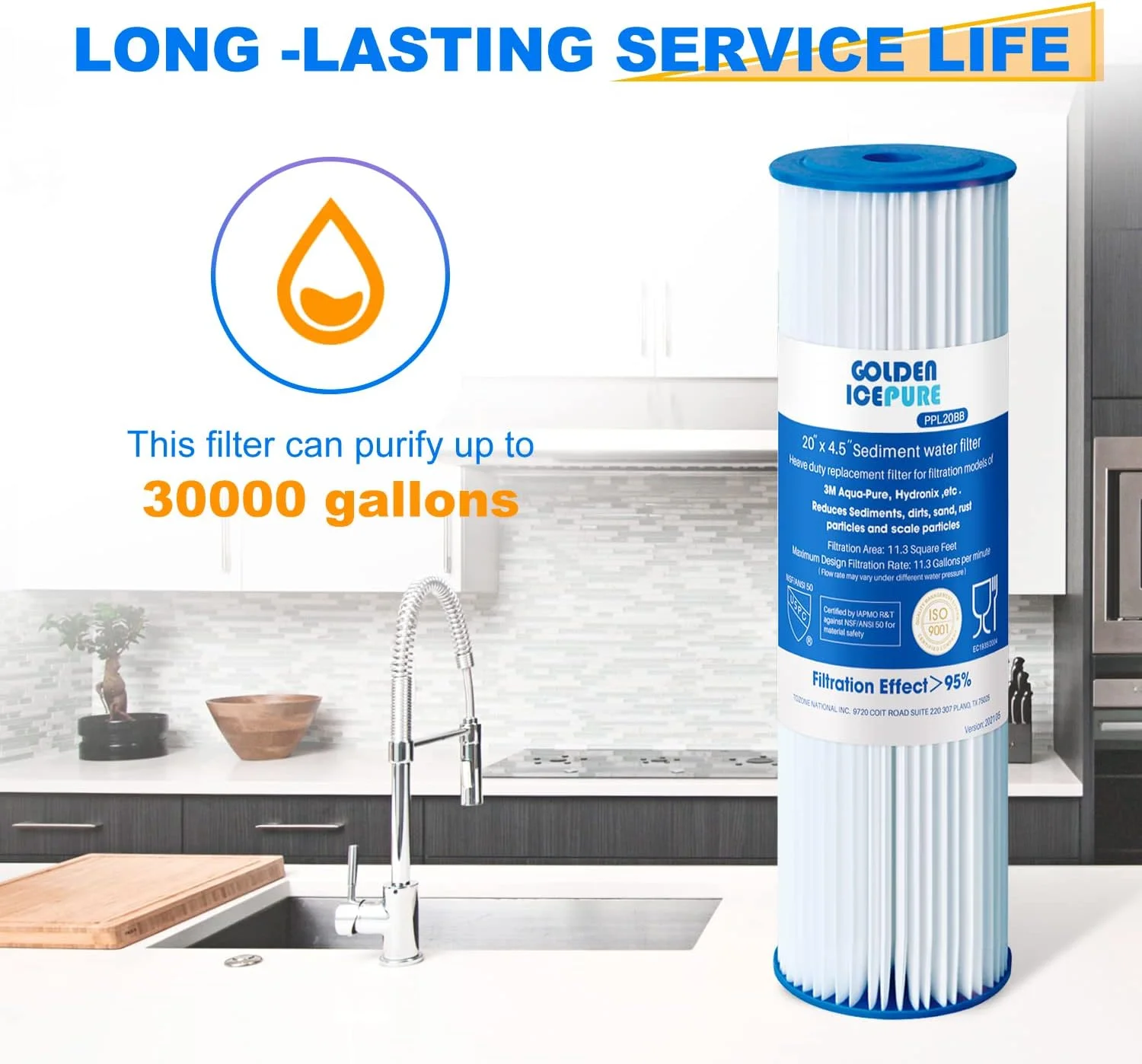 فیلتر رسوب توری 5 میکرون 20 اینچ در 4.5 اینچ GOLDEN ICEPURE مناسب برای DuPont WFHDC3001، GE FXHSC، Culligan R50-BBSA، Pentek R50-BB، W50PEHD، GXWH40L، CP5-BBS بسته 2 عددی فیلتر رسوب توری 5 میکرون 20 اینچ در 4.5 اینچ GOLDEN ICEPURE مناسب برای DuPont WFHDC3001، GE FXHSC، Culligan R50-BBSA، Pentek R50-BB، W50PEHD، GXWH40L، CP5-BBS بسته 2 عددی