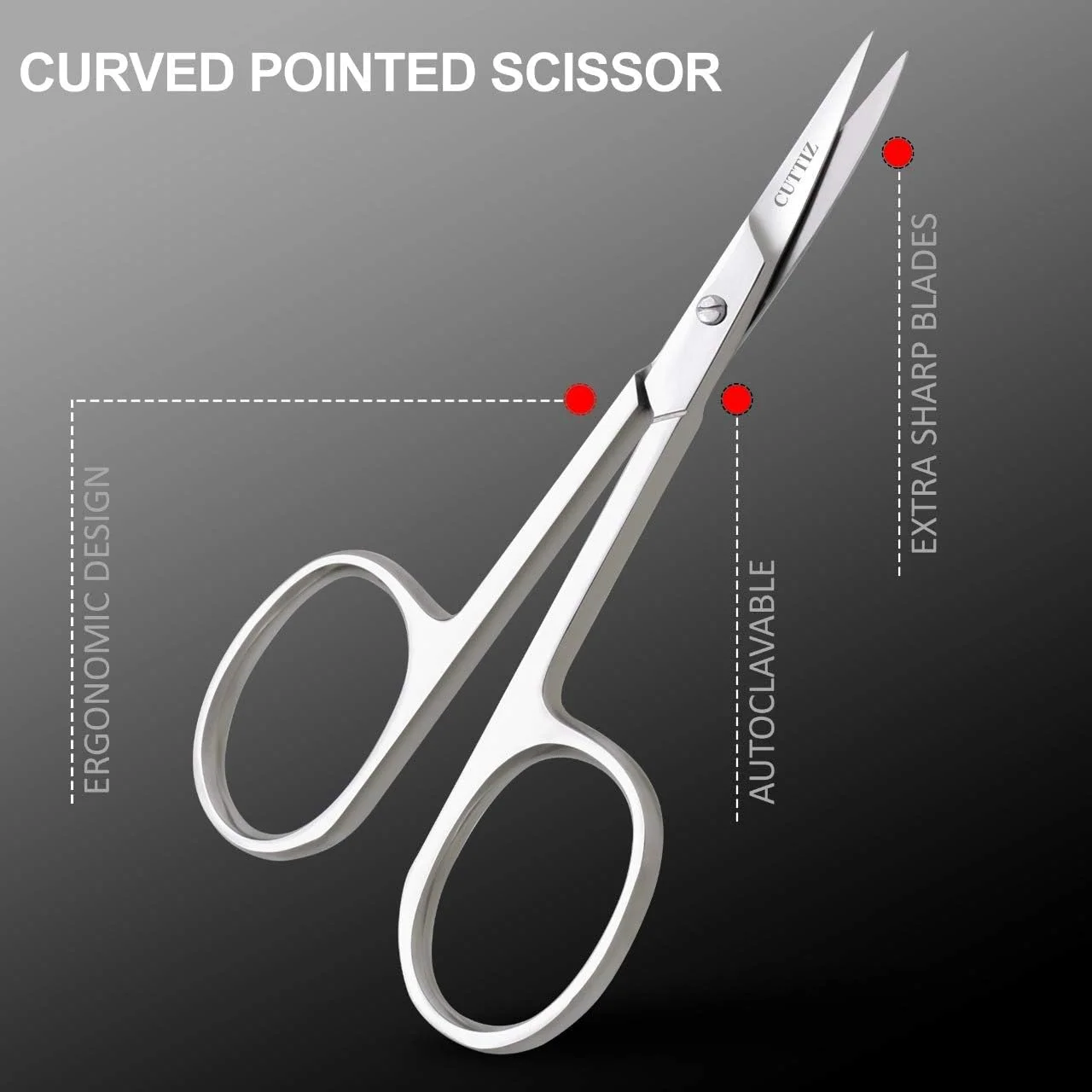 قیچی مو استیل Cuttiz، دو عددی، برای اصلاح و مرتب کردن ابرو، مژه، ریش، موی بینی و کوتیکول ناخن - قیچی کوچک حرفه ای با نوک گرد و منحنی برای صورت قیچی مو استیل Cuttiz، دو عددی، برای اصلاح و مرتب کردن ابرو، مژه، ریش، موی بینی و کوتیکول ناخن - قیچی کوچک حرفه ای با نوک گرد و منحنی برای صورت