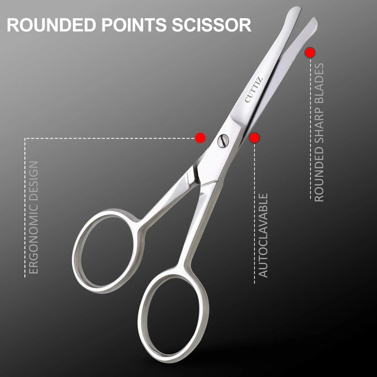 قیچی مو استیل Cuttiz، دو عددی، برای اصلاح و مرتب کردن ابرو، مژه، ریش، موی بینی و کوتیکول ناخن - قیچی کوچک حرفه ای با نوک گرد و منحنی برای صورت قیچی مو استیل Cuttiz، دو عددی، برای اصلاح و مرتب کردن ابرو، مژه، ریش، موی بینی و کوتیکول ناخن - قیچی کوچک حرفه ای با نوک گرد و منحنی برای صورت