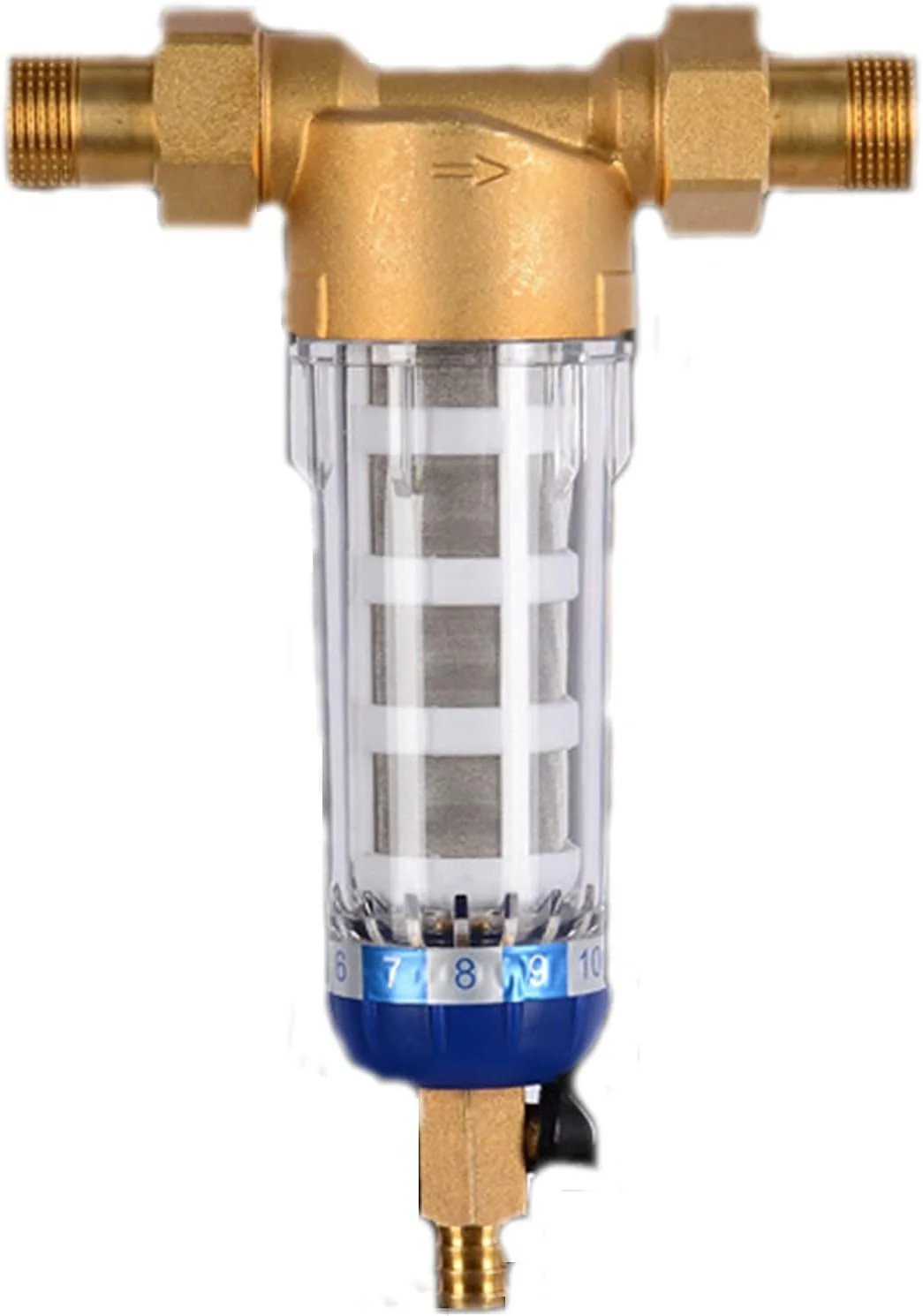 المان فیلتر فیلتر کل خانه - فیلترهای زیر سینکی، پیش فیلتر مرکزی سیستم تصفیه فیلتر کل خانه 3 تن در ساعت سیفون بکواش 40 میکرومتر - برای تصفیه کل خانه (رنگ: 20PPR رزوه نر)