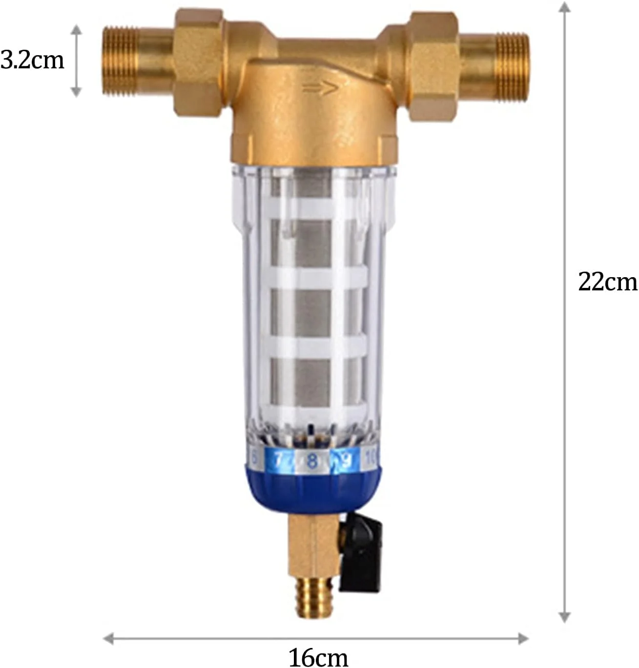 المان فیلتر فیلتر کل خانه - فیلترهای زیر سینکی، پیش فیلتر مرکزی سیستم تصفیه فیلتر کل خانه 3 تن در ساعت سیفون بکواش 40 میکرومتر - برای تصفیه کل خانه (رنگ: 20PPR رزوه نر)