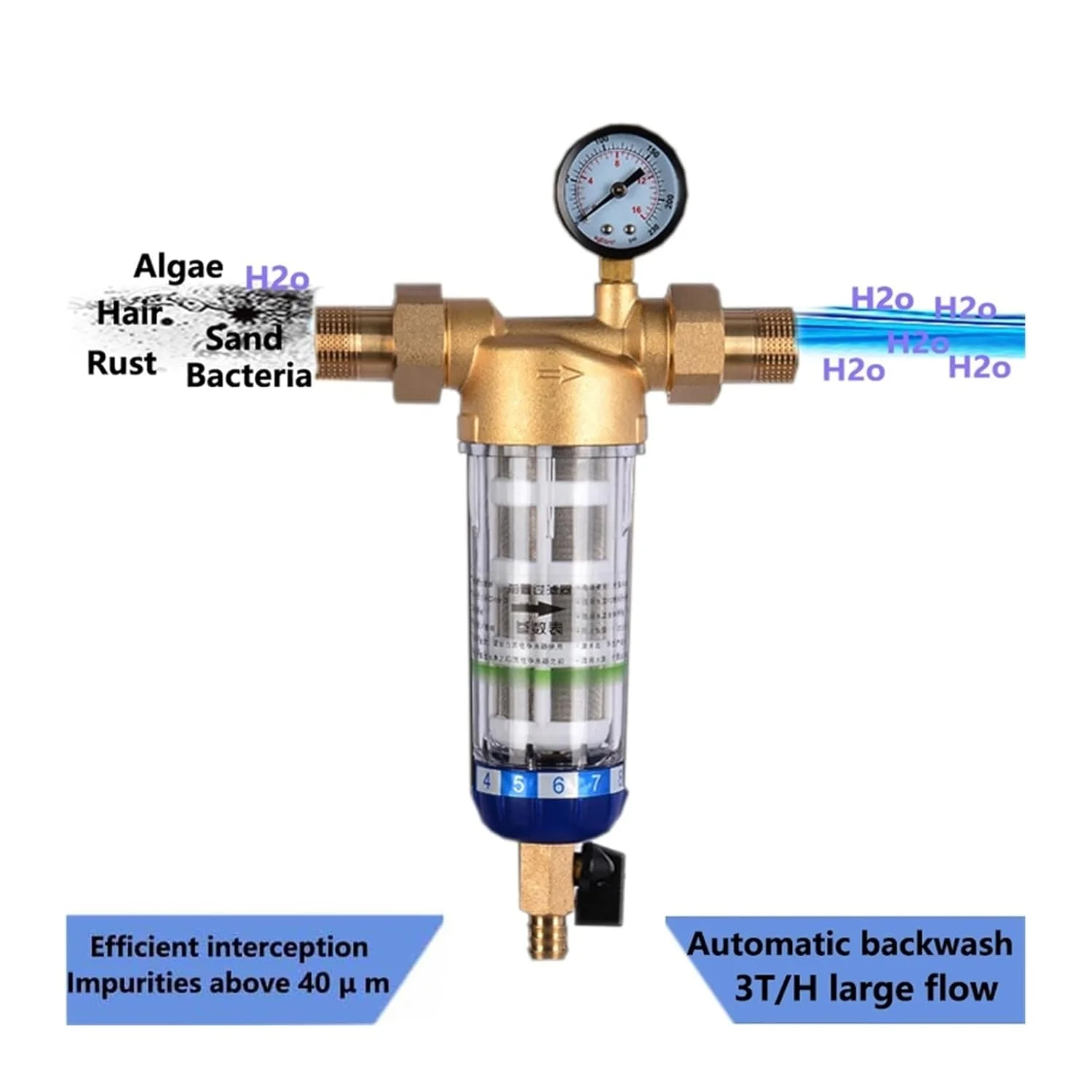 سیستم پیش تصفیه آب، فیلتر رسوب گیر چرخشی کل خانه، سیستم پیش فیلتر مرکزی توری استیل ضد زنگ شستشوی معکوس (رنگ: DN20-01، سایز: 1) سیستم پیش تصفیه آب، فیلتر رسوب گیر چرخشی کل خانه، سیستم پیش فیلتر مرکزی توری استیل ضد زنگ شستشوی معکوس (رنگ: DN20-01، سایز: 1)