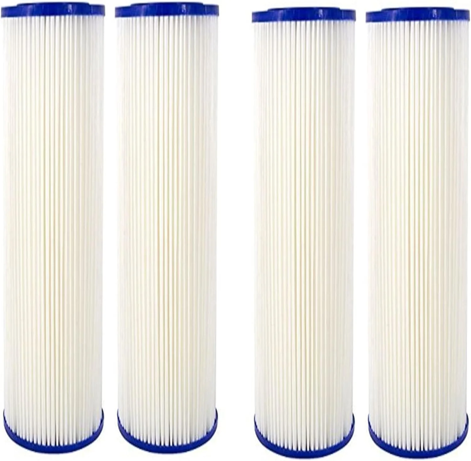 فیلتر رسوب پلی استر پلیسه ای CFS - بسته 4 عددی، سازگار با مدل های W50PE، WFPFC3002، SPC-25-1050، FM-50-975 - کارتریج فیلتر آب جایگزین کل خانه - 20 میکرون