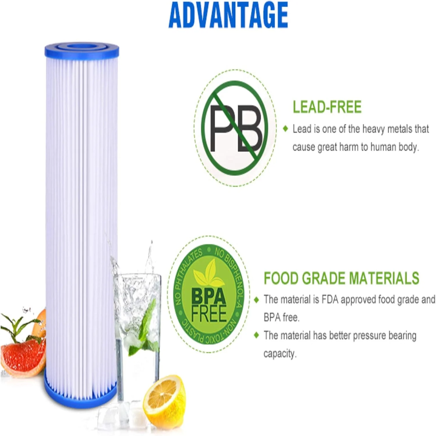 فیلتر رسوب پلی استر پلیسه ای CFS 10"x2.5" کارتریج جایگزین فیلتر اولیه جهانی کل خانه سازگار با AO-WH-PRE-RP2 W50PE, WFPFC3002, SPC-25-1050, FM-50-975 - بسته 4 عددی