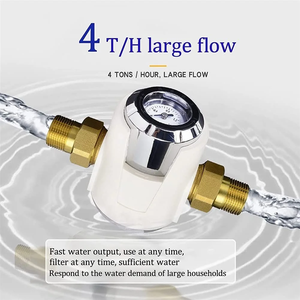 شیرهای فیلتر آب BREAUX، پیش فیلتر پیشرفته کنترل شده با فشار، فیلتر مسی خالص آب چاه آب لوله کشی شستشوی معکوس کل خانه با جریان بالا (رنگ: طلایی، اندازه: 6 نقطه - 2.5 سانتی متر)