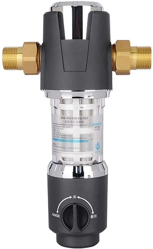 شیرآلات فیلتر آب BREAUX، پیش فیلتر پیشرفته کنترل فشار، فیلتر مسی خالص آب چاه آب لوله کشی شستشوی معکوس کل خانه با جریان بالا (رنگ: مشکی، سایز: 4 پوینت-2 سانتی متر)