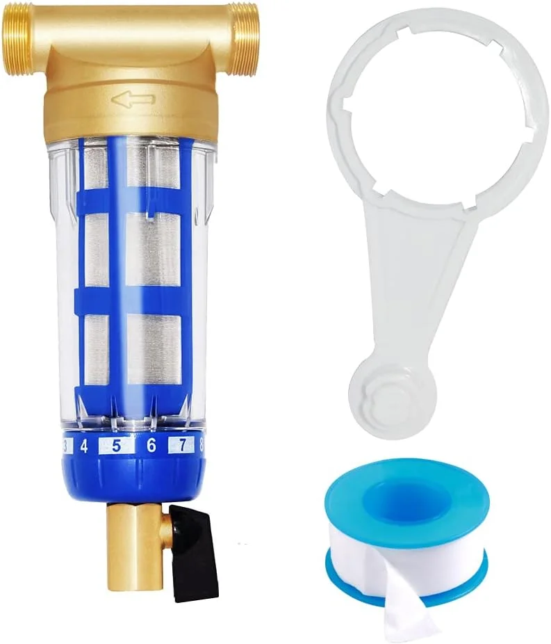 سیستم پیش فیلتر آب کل خانه Beduan، فیلتر رسوب چرخشی قابل استفاده مجدد، 1/2 اینچ FNPT x 3/4 اینچ MNPT مدل 1kl-08500-PREFILTER