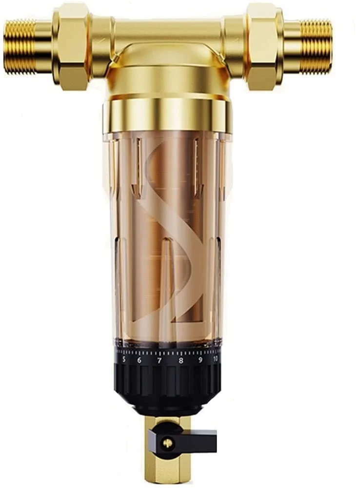 شیرآلات فیلتر آب BREAUX، فیلترهای زیر سینکی، سیستم فیلتر رسوب چرخشی قابل استفاده مجدد برای کل خانه، پیش فیلتر برای دستگاه تصفیه آب 3 تن در ساعت، شستشوی معکوس سیفونی 40 میکرومتر (رنگ: تک رنگ، اندازه: 6 پوینت - 25 میلی متر)