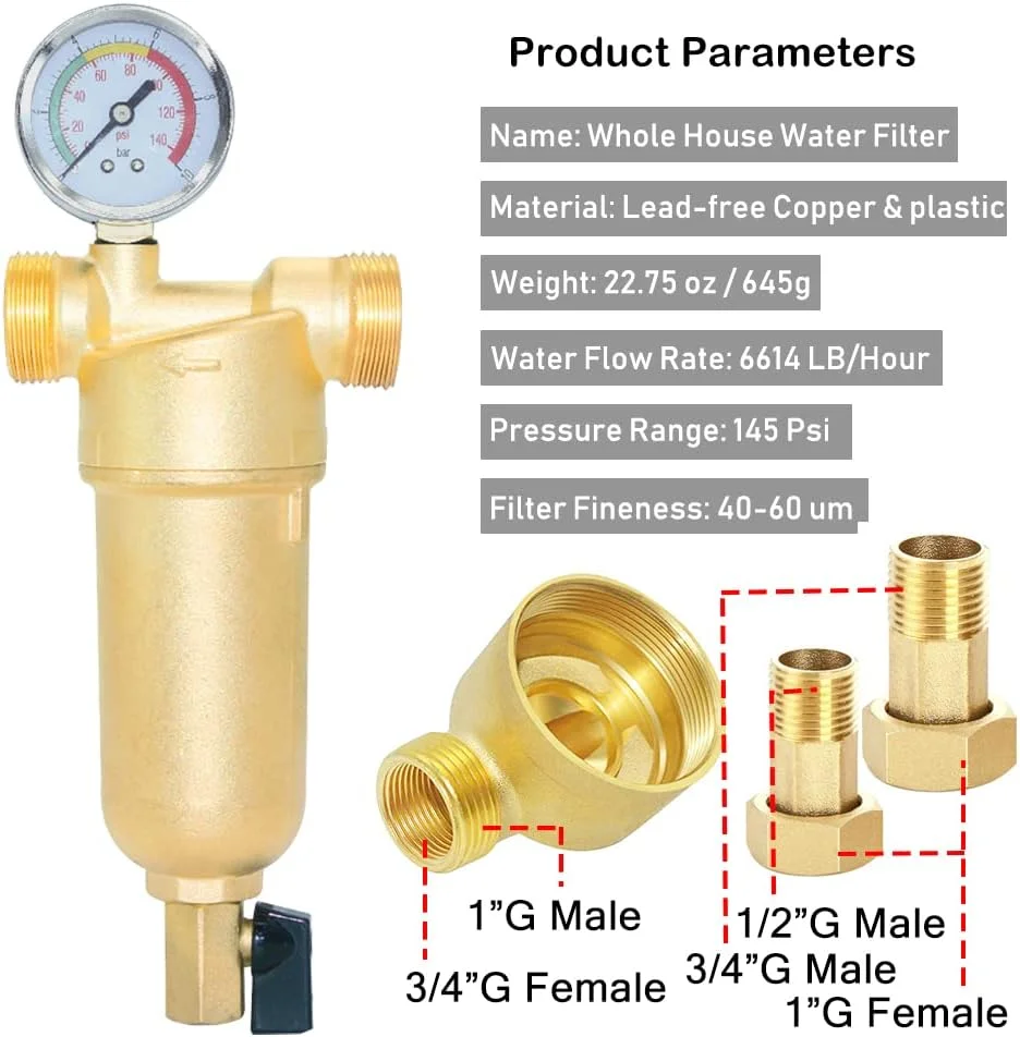 سیستم پیش فیلتر آب کل خانه Beduan، فیلتر رسوب چرخشی قابل استفاده مجدد، ساخته شده از مس خالص مدل 1kl-08550-PREFILTER سیستم پیش فیلتر آب کل خانه Beduan، فیلتر رسوب چرخشی قابل استفاده مجدد، ساخته شده از مس خالص مدل 1kl-08550-PREFILTER