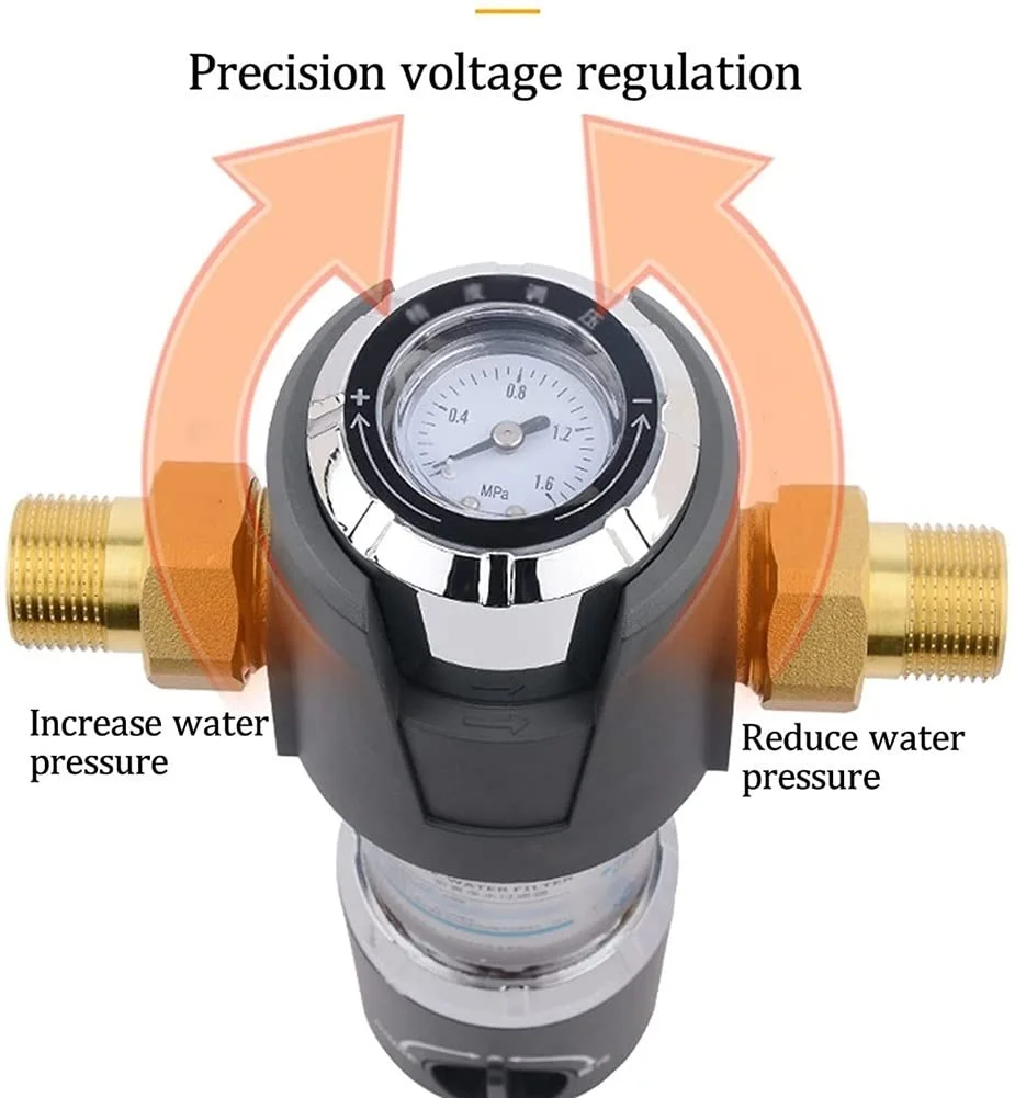 شیرآلات فیلتر آب BREAUX، پیش فیلتر پیشرفته کنترل فشار، فیلتر مسی خالص آب چاه آب لوله کشی شستشوی معکوس کل خانه با جریان بالا (رنگ: مشکی، سایز: 4 پوینت-2 سانتی متر)